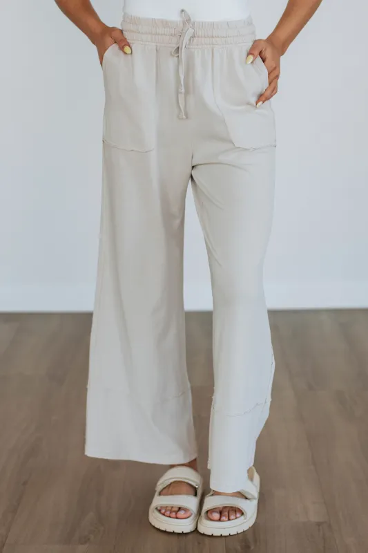 Zenia Wide Leg Pants - Natural sold by Wild Oak Boutique