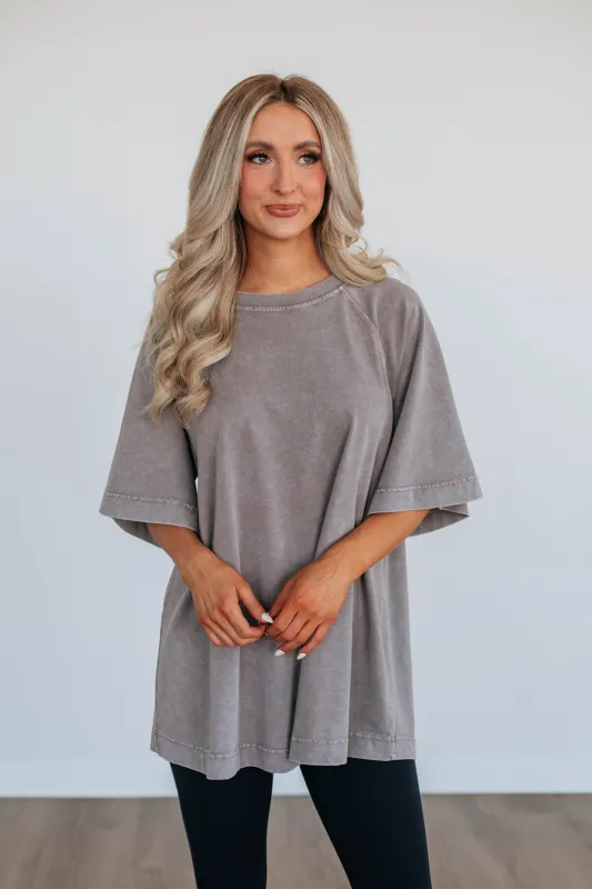 Skylen Oversized Tee - Mocha sold by Wild Oak Boutique