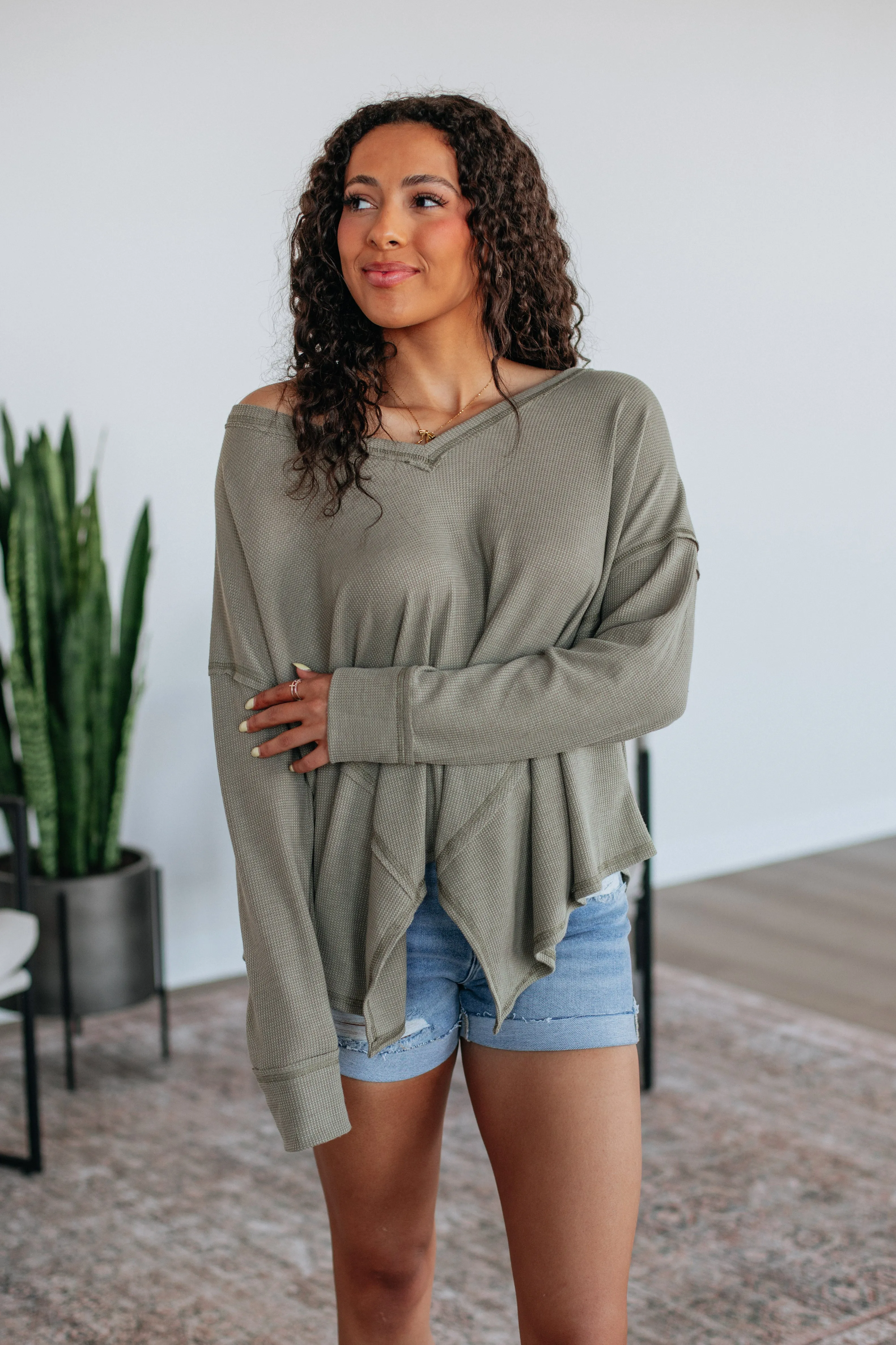 Matson Oversized Top - Light Olive sold by Wild Oak Boutique