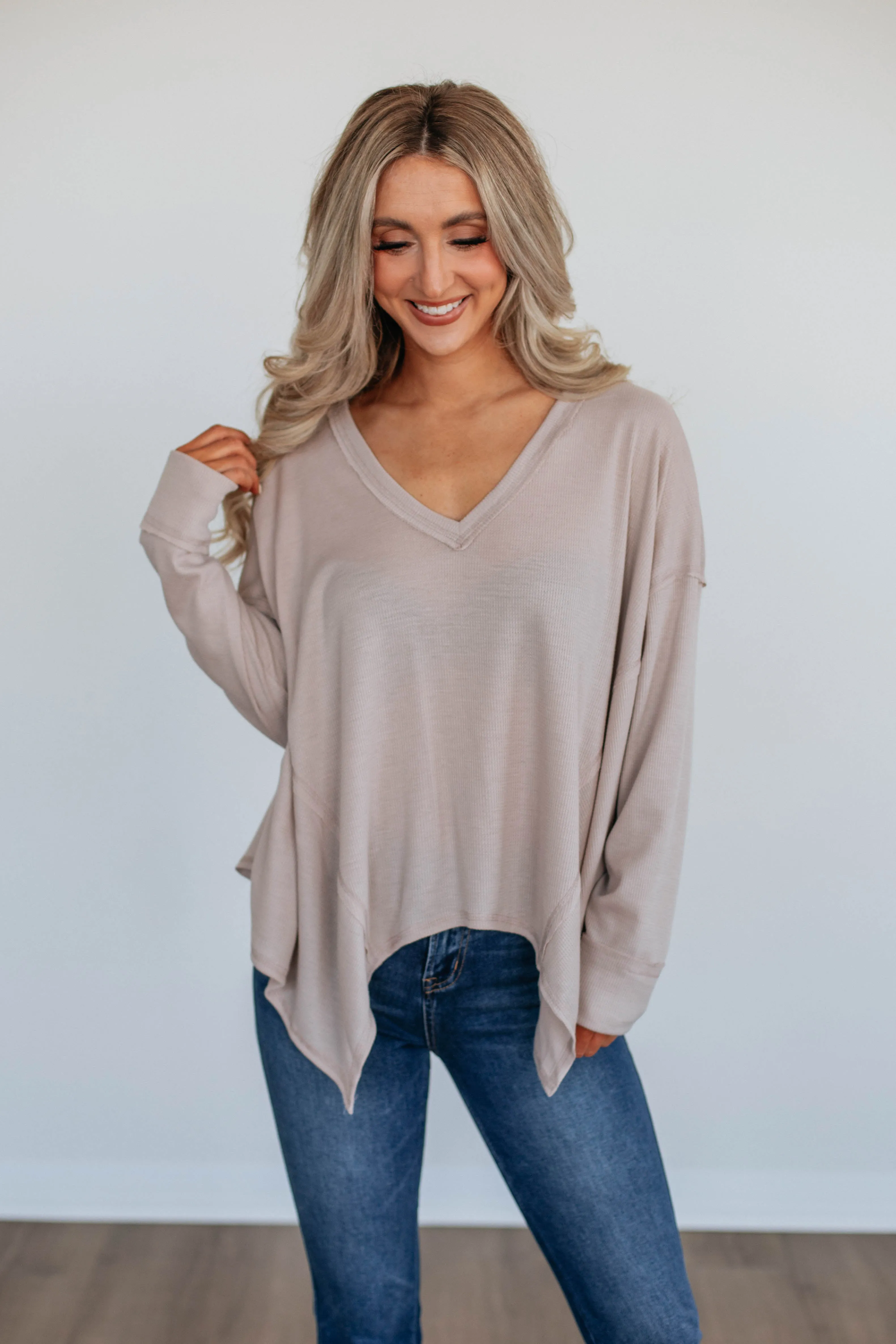 Matson Oversized Top - Beige sold by Wild Oak Boutique product image thumbnail 3