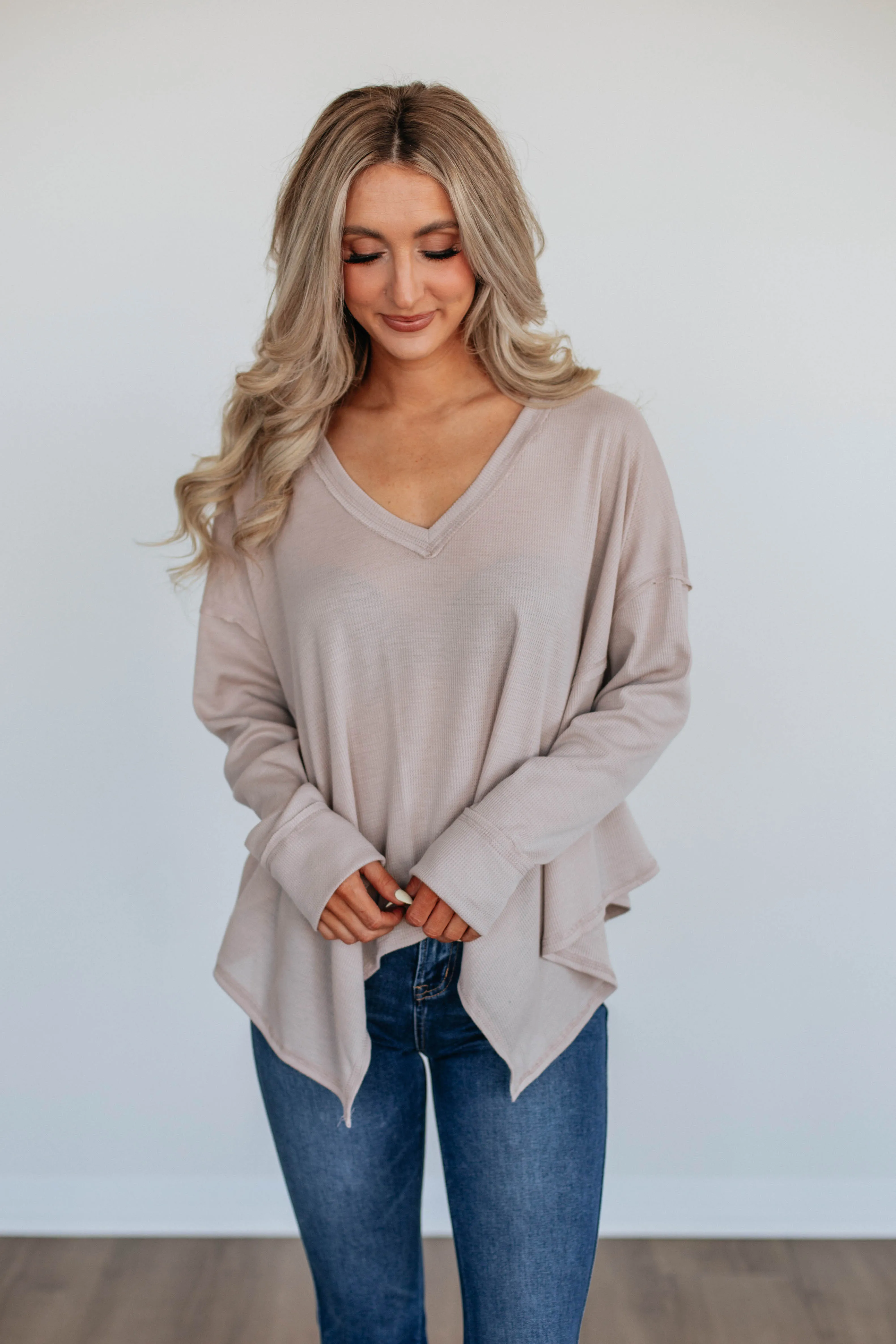 Matson Oversized Top - Beige sold by Wild Oak Boutique