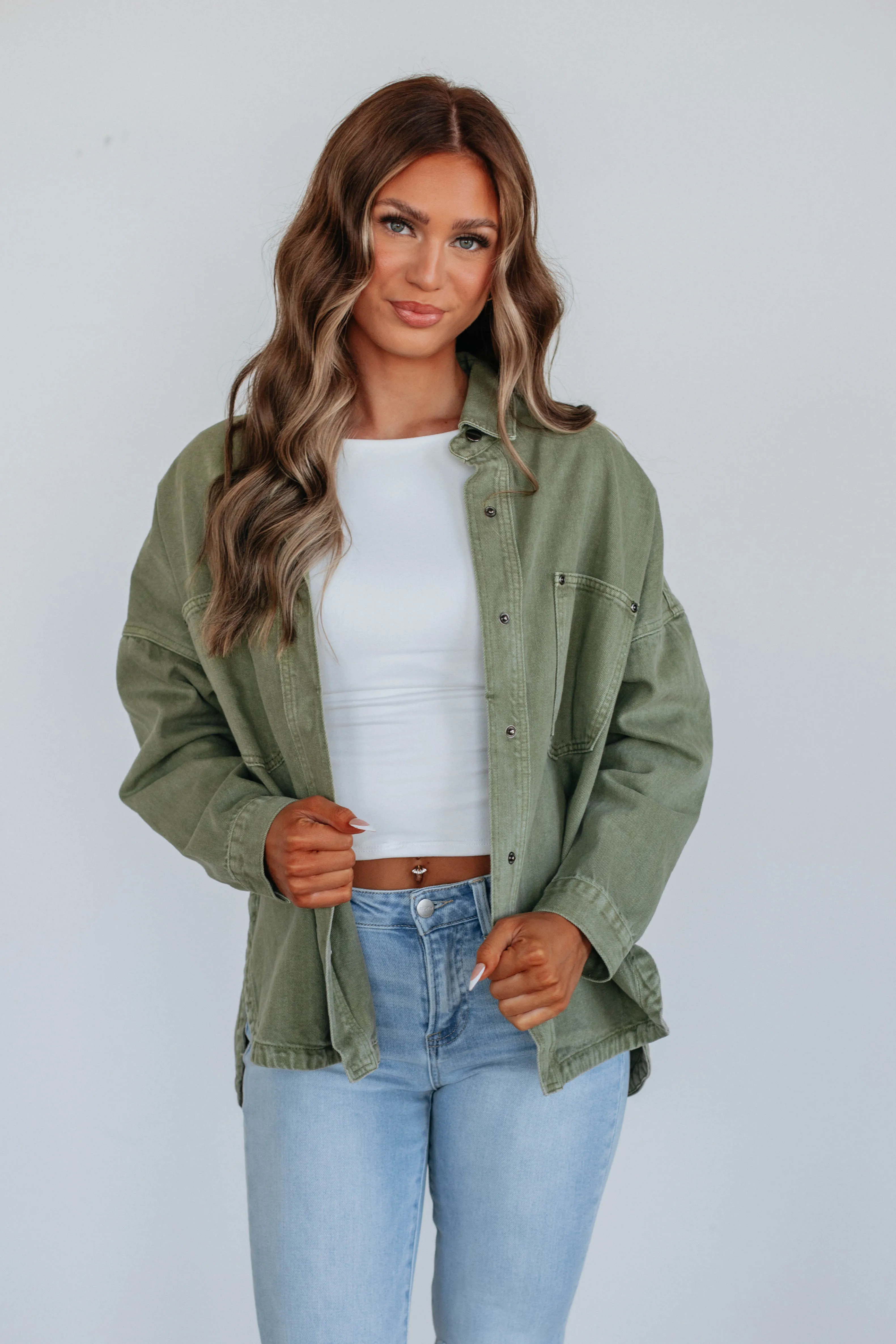 Lovelynn Shacket - Olive sold by Wild Oak Boutique