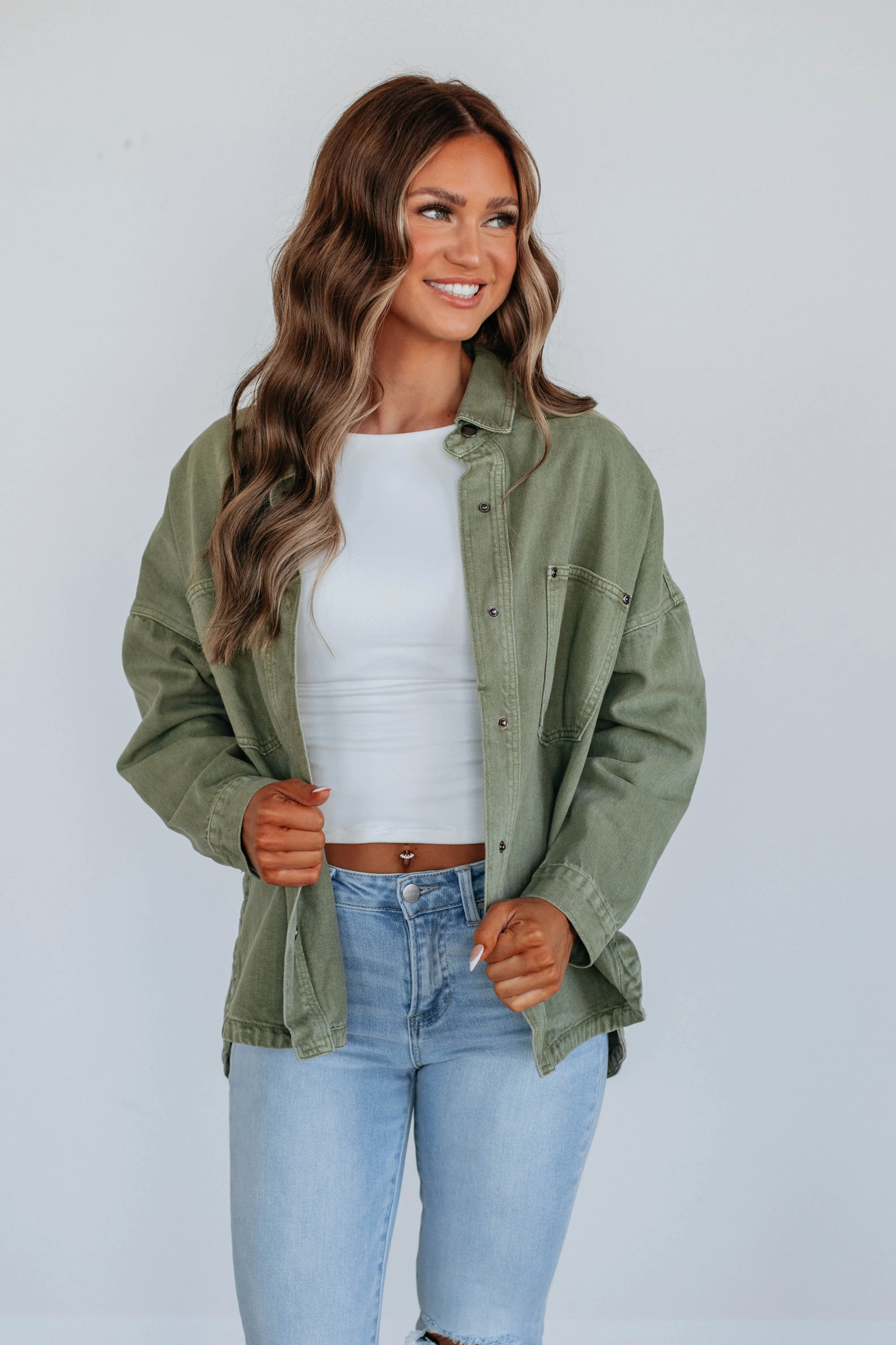Lovelynn Shacket - Olive sold by Wild Oak Boutique product image thumbnail 5