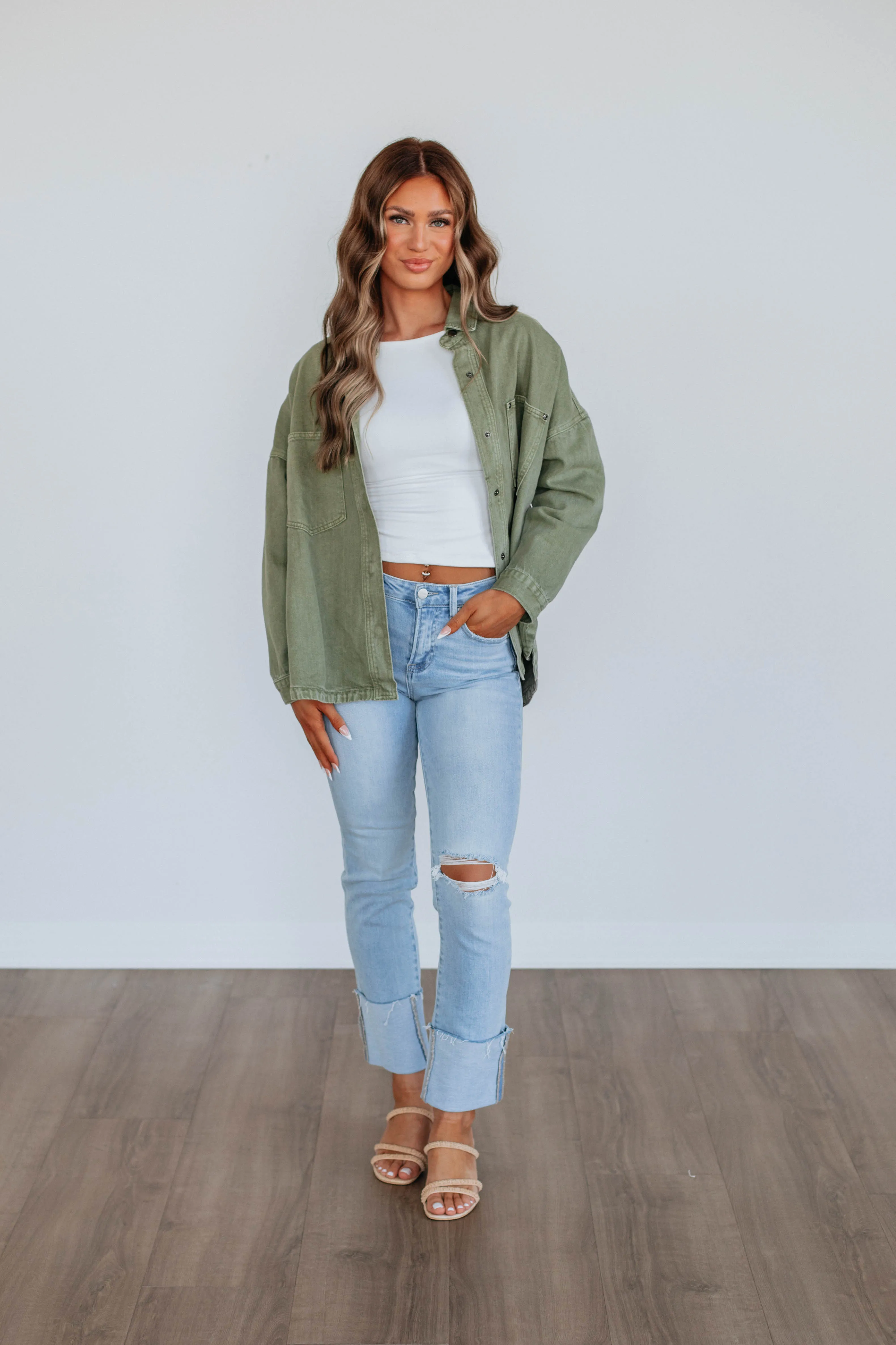 Lovelynn Shacket - Olive sold by Wild Oak Boutique product image thumbnail 3