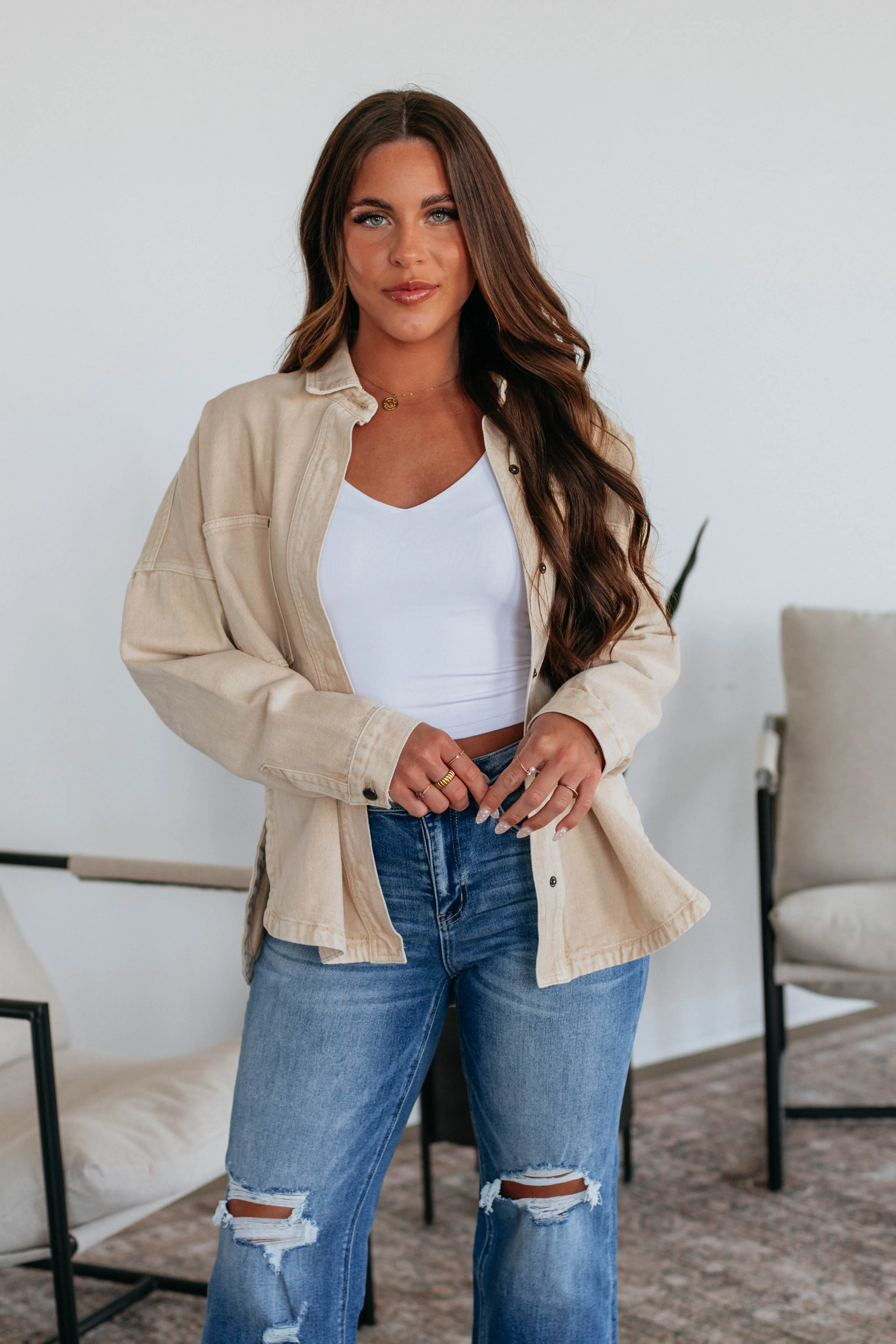 Lovelynn Shacket - Beige sold by Wild Oak Boutique product image thumbnail 4