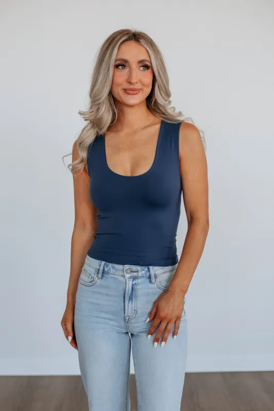 Jetson Seamless Tank - Navy sold by Wild Oak Boutique