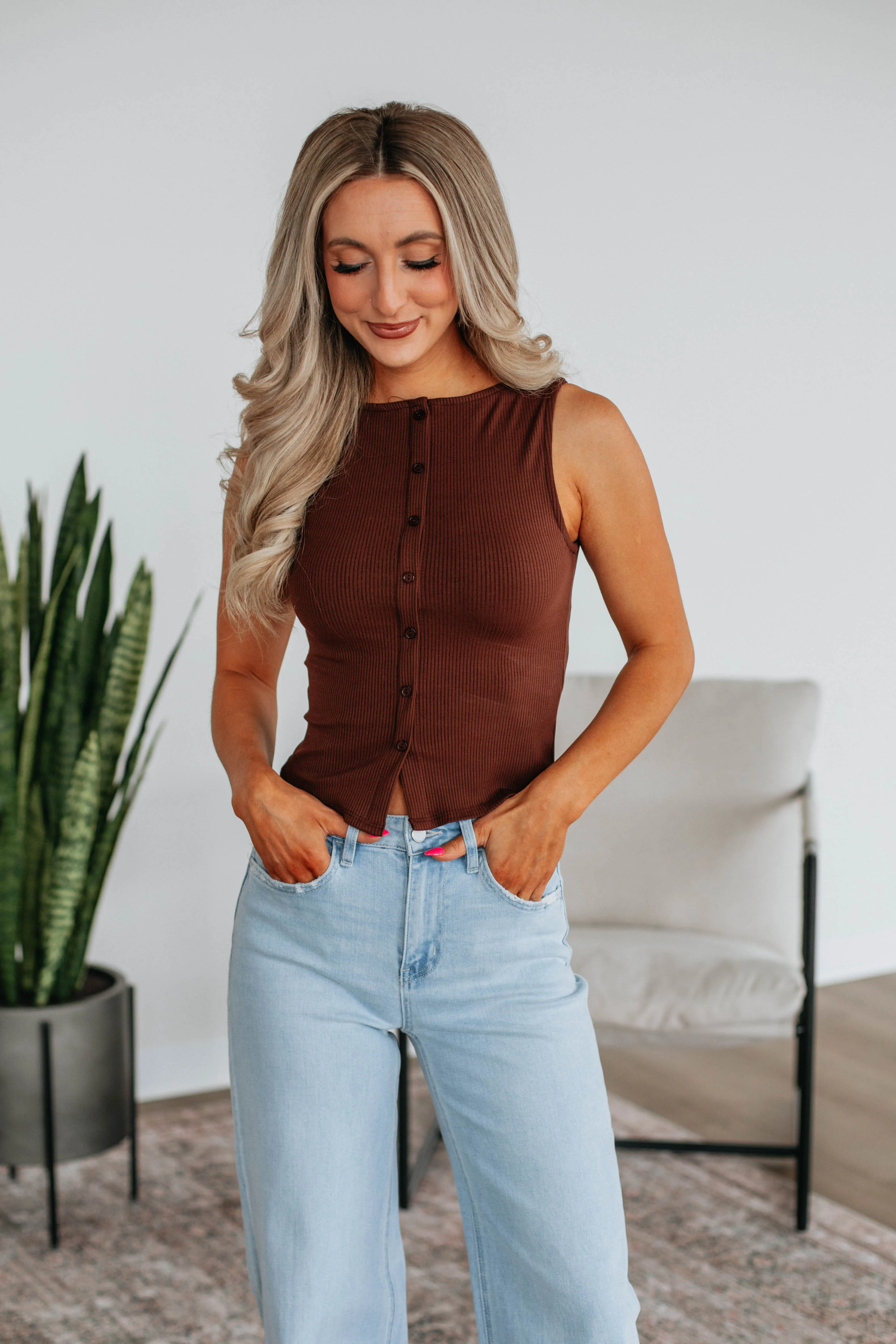 Eira Ribbed Top - Chocolate sold by Wild Oak Boutique product image thumbnail 4
