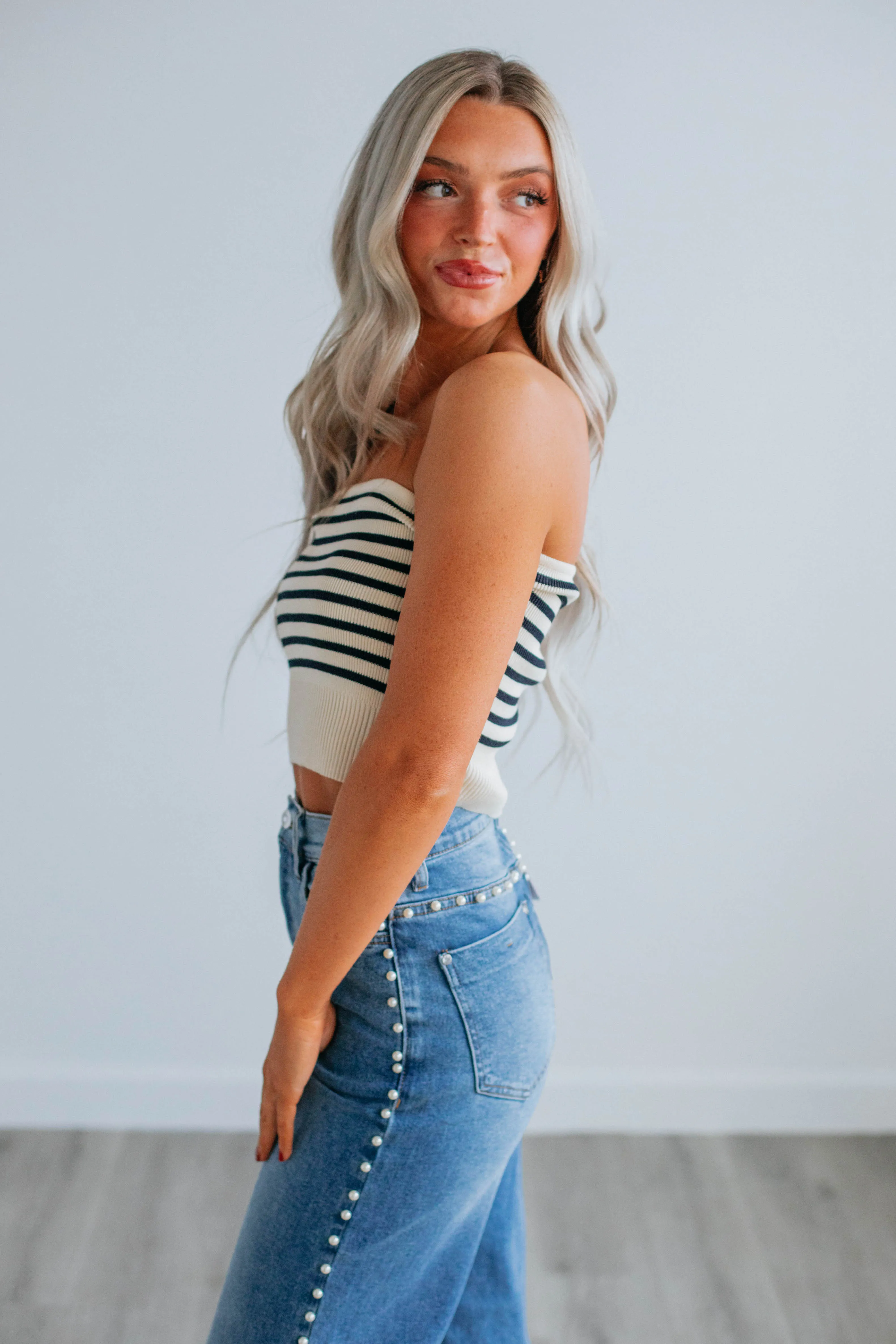 Joci Striped Top - Cream Mix sold by Wild Oak Boutique product image thumbnail 5