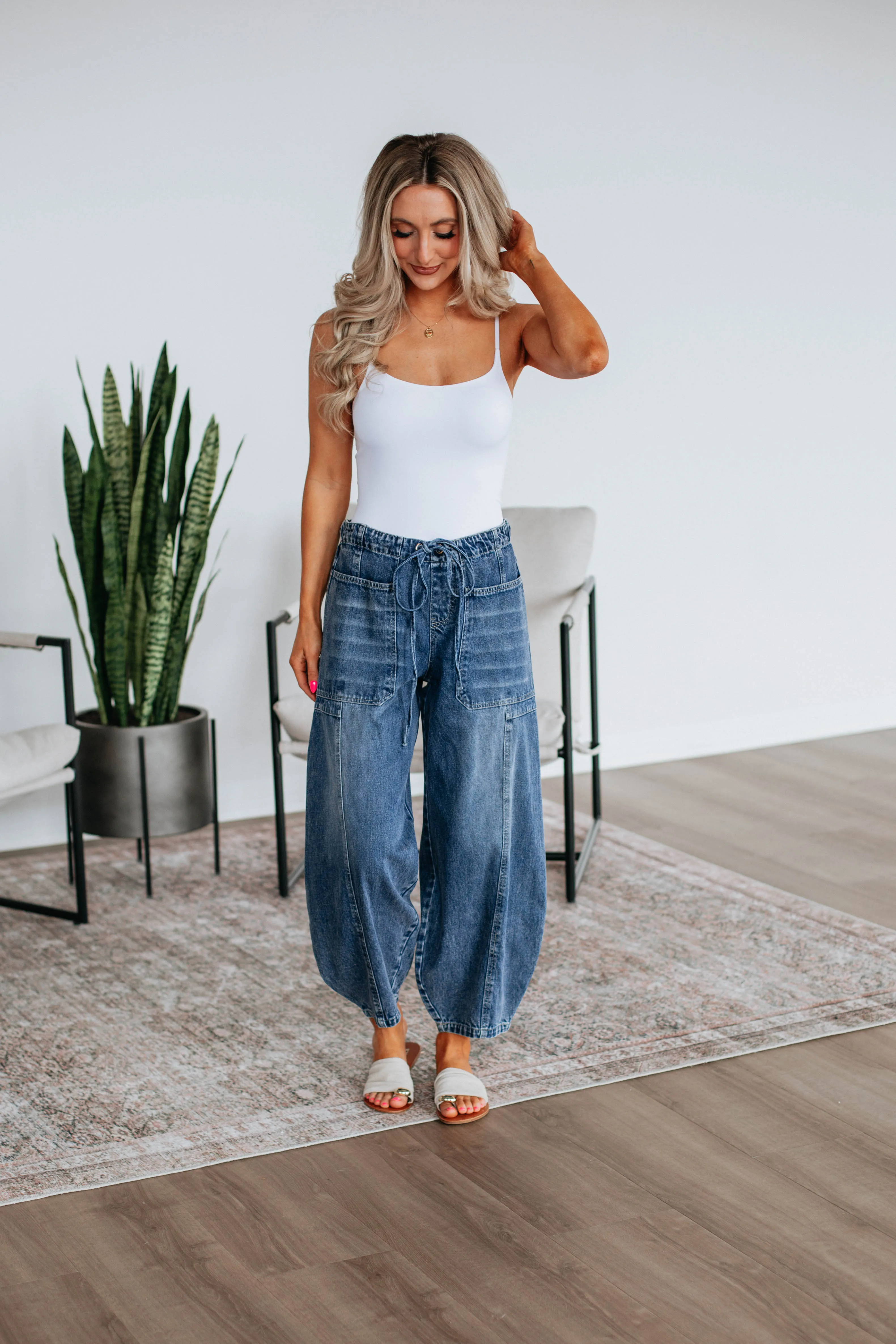 Bradwell Denim Barrel Pants - Dark Wash sold by Wild Oak Boutique product image thumbnail 5