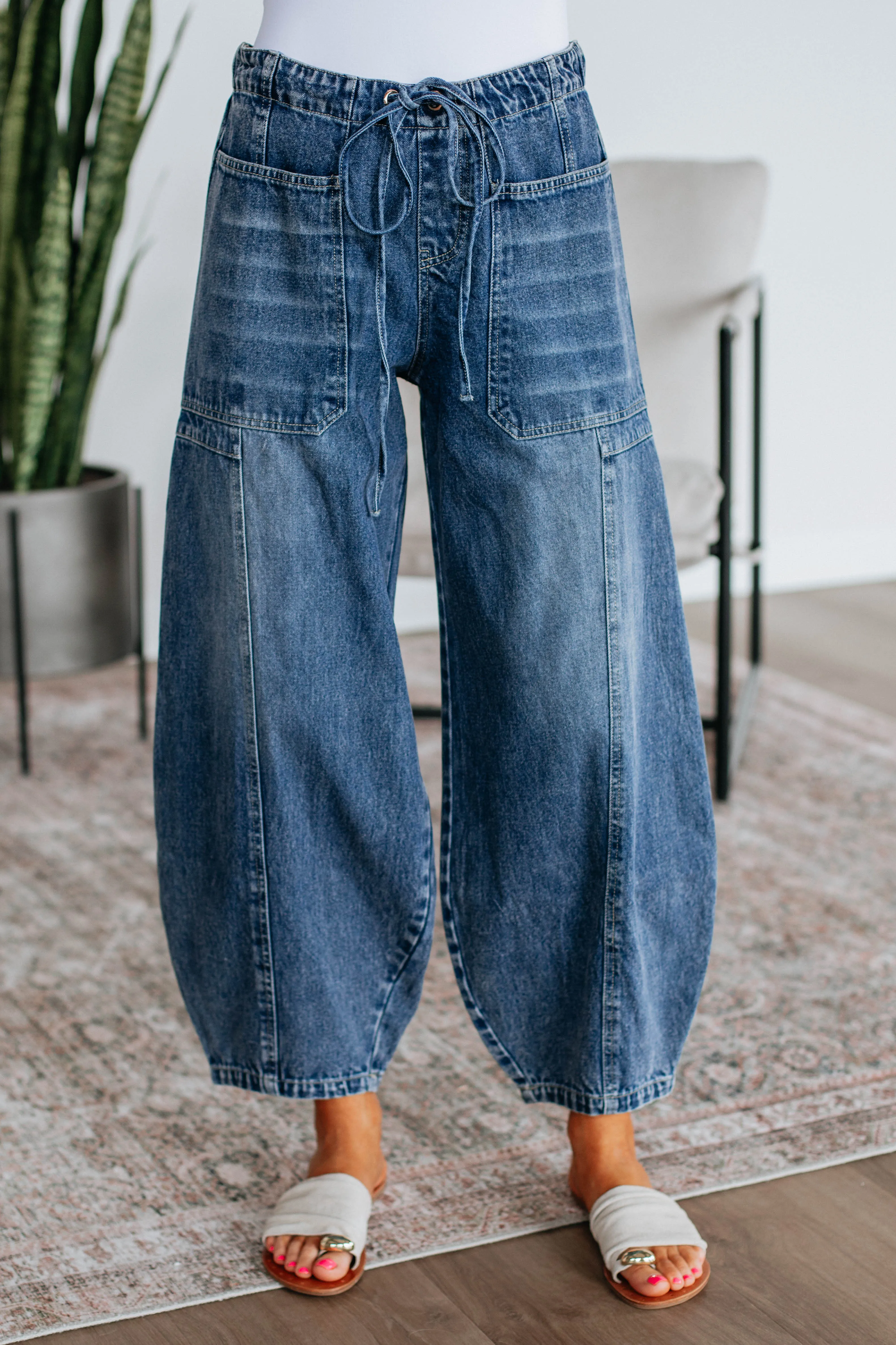 Bradwell Denim Barrel Pants - Dark Wash sold by Wild Oak Boutique product image thumbnail 2
