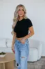 Lenna Ribbed Top - Black sold by Wild Oak Boutique