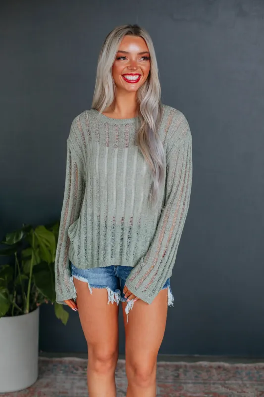 Jaron Knit Sweater - Sage sold by Wild Oak Boutique