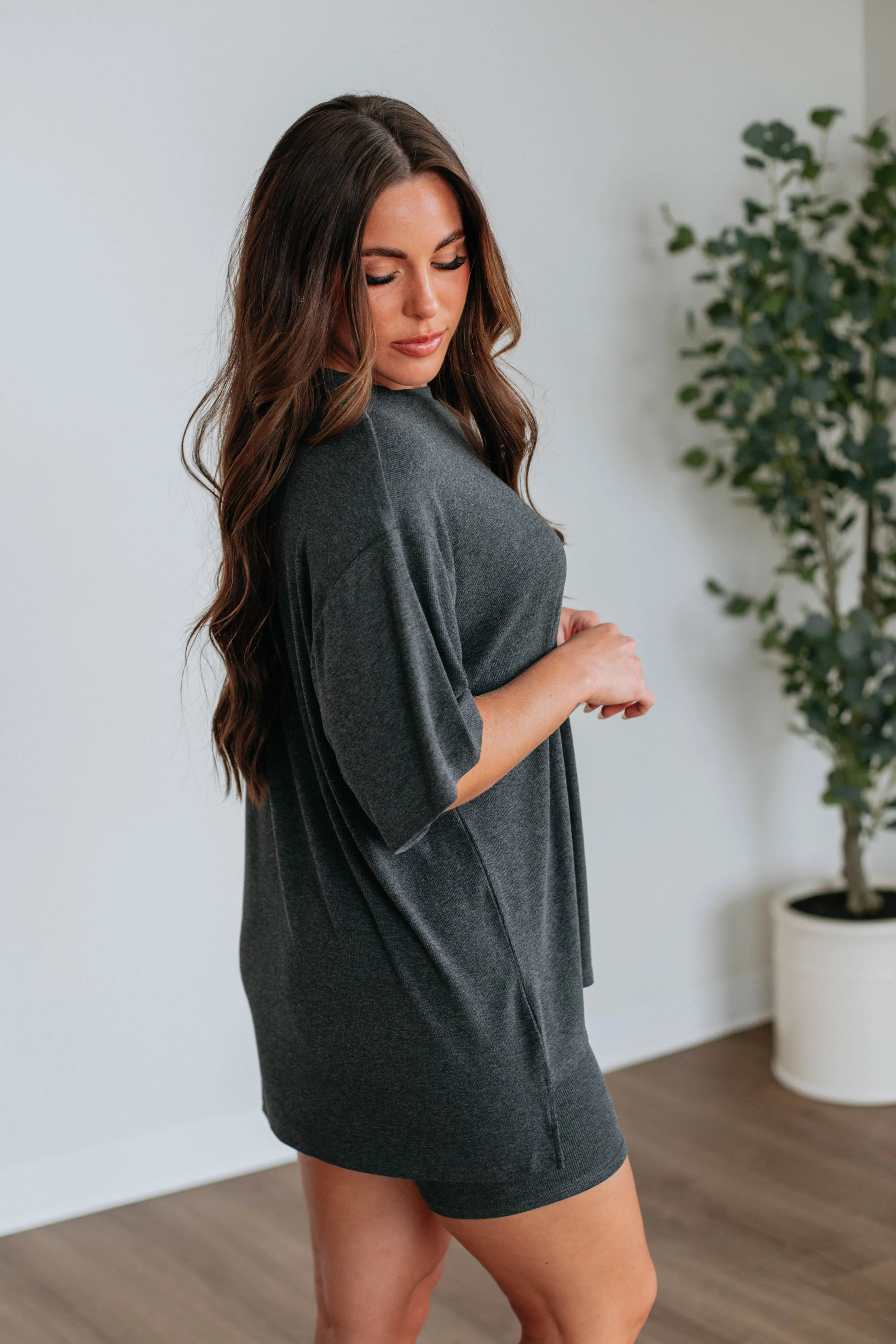 Kaylor Oversized Top - Charcoal sold by Wild Oak Boutique product image thumbnail 2