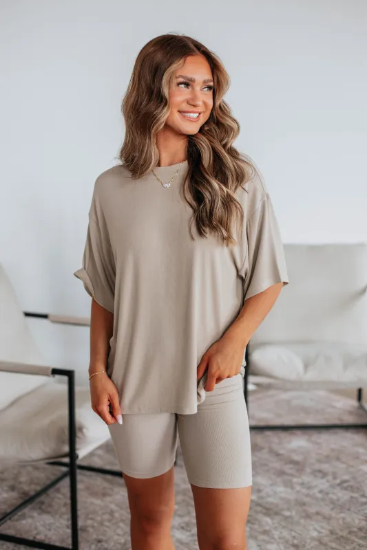 Kaylor Oversized Top - Beige sold by Wild Oak Boutique