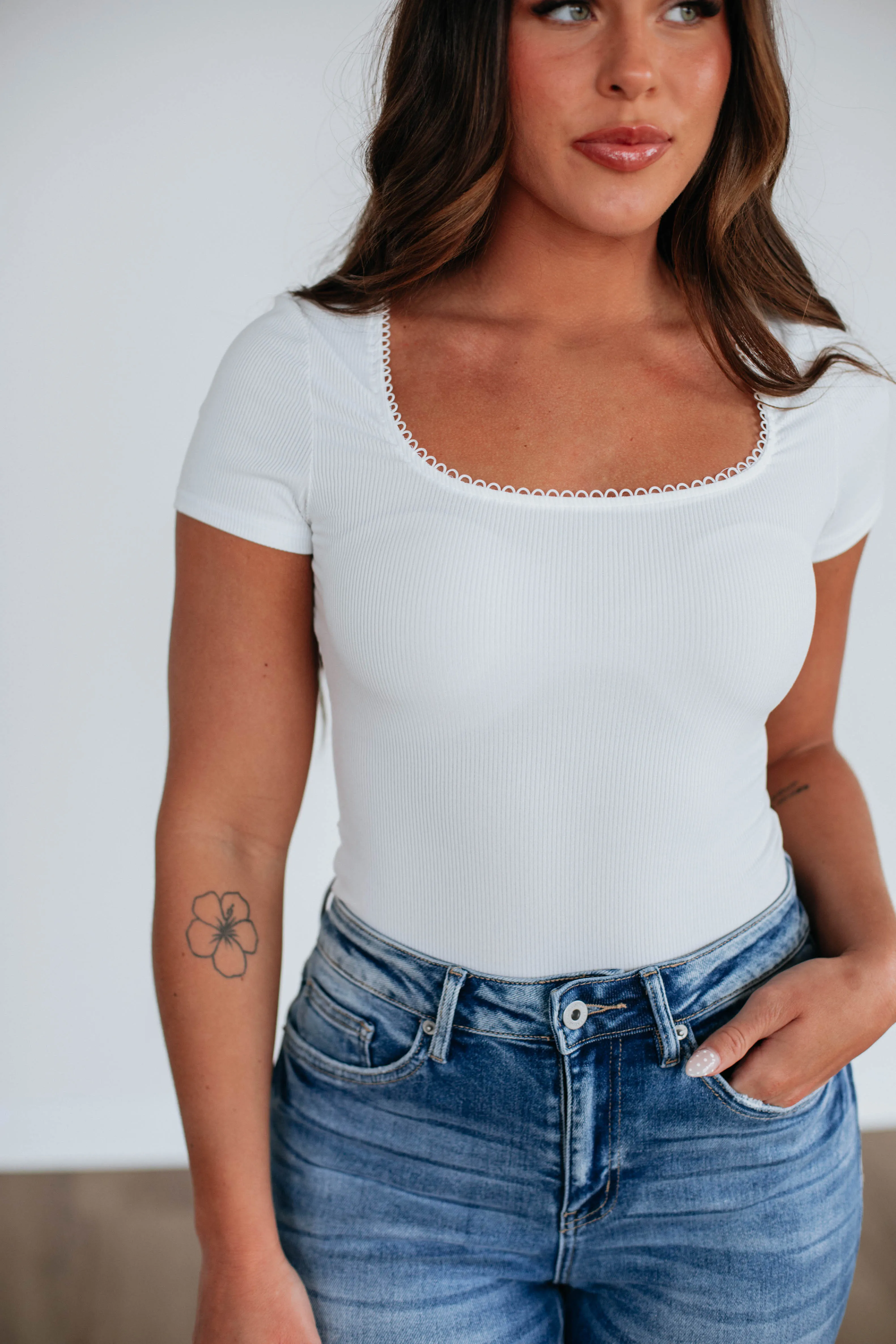 Elle Ribbed Bodysuit - Ivory sold by Wild Oak Boutique product image thumbnail 2