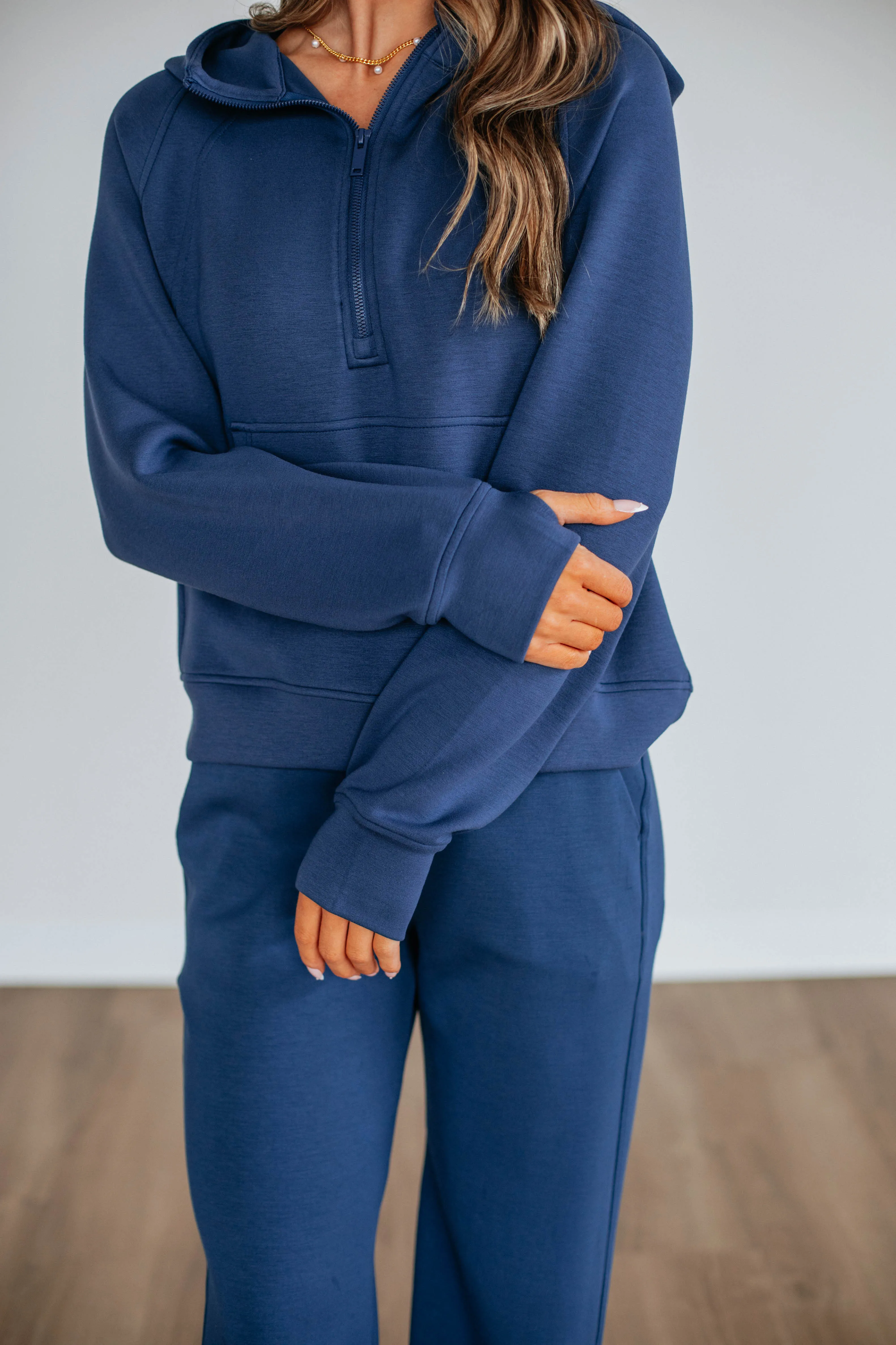 Aubrie Half-Zip Pullover - Navy sold by Wild Oak Boutique product image thumbnail 2