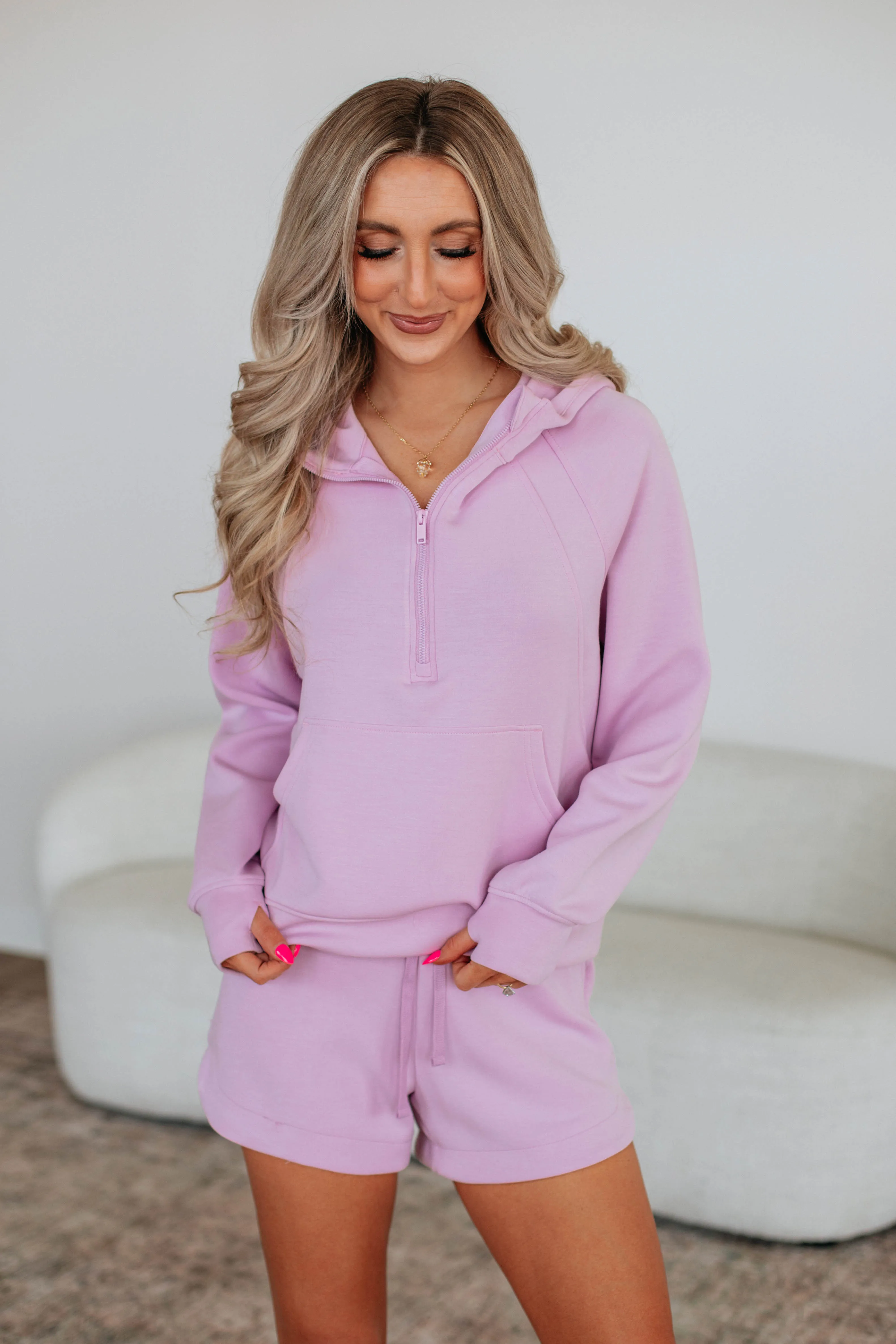 Aubrie Half-Zip Pullover - Lilac sold by Wild Oak Boutique