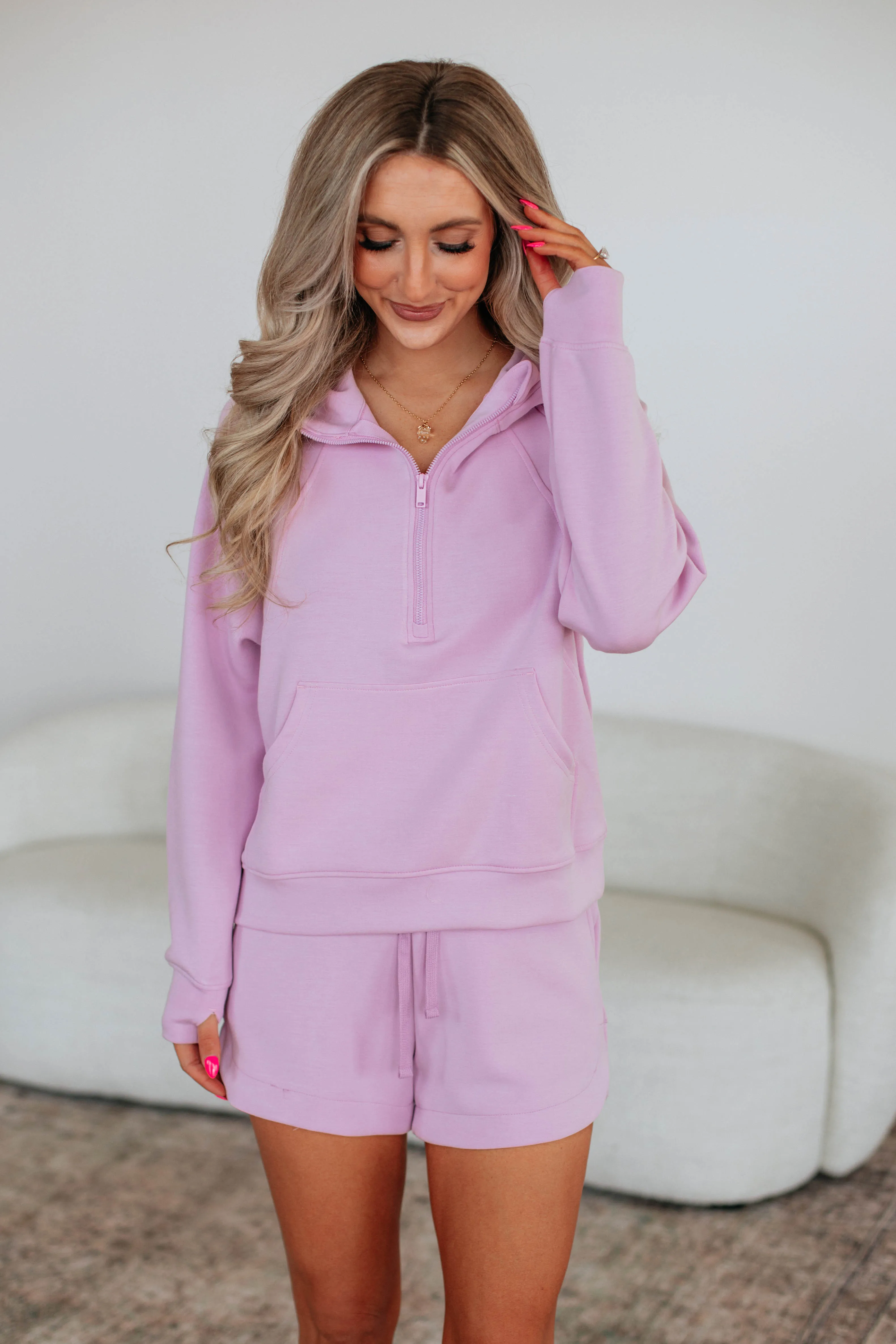 Aubrie Half-Zip Pullover - Lilac sold by Wild Oak Boutique product image thumbnail 4