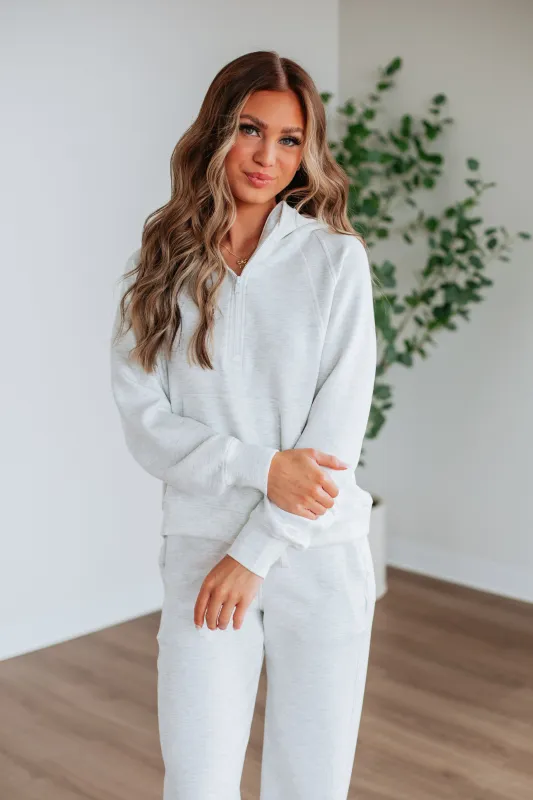Aubrie Half-Zip Pullover - Grey Melange sold by Wild Oak Boutique