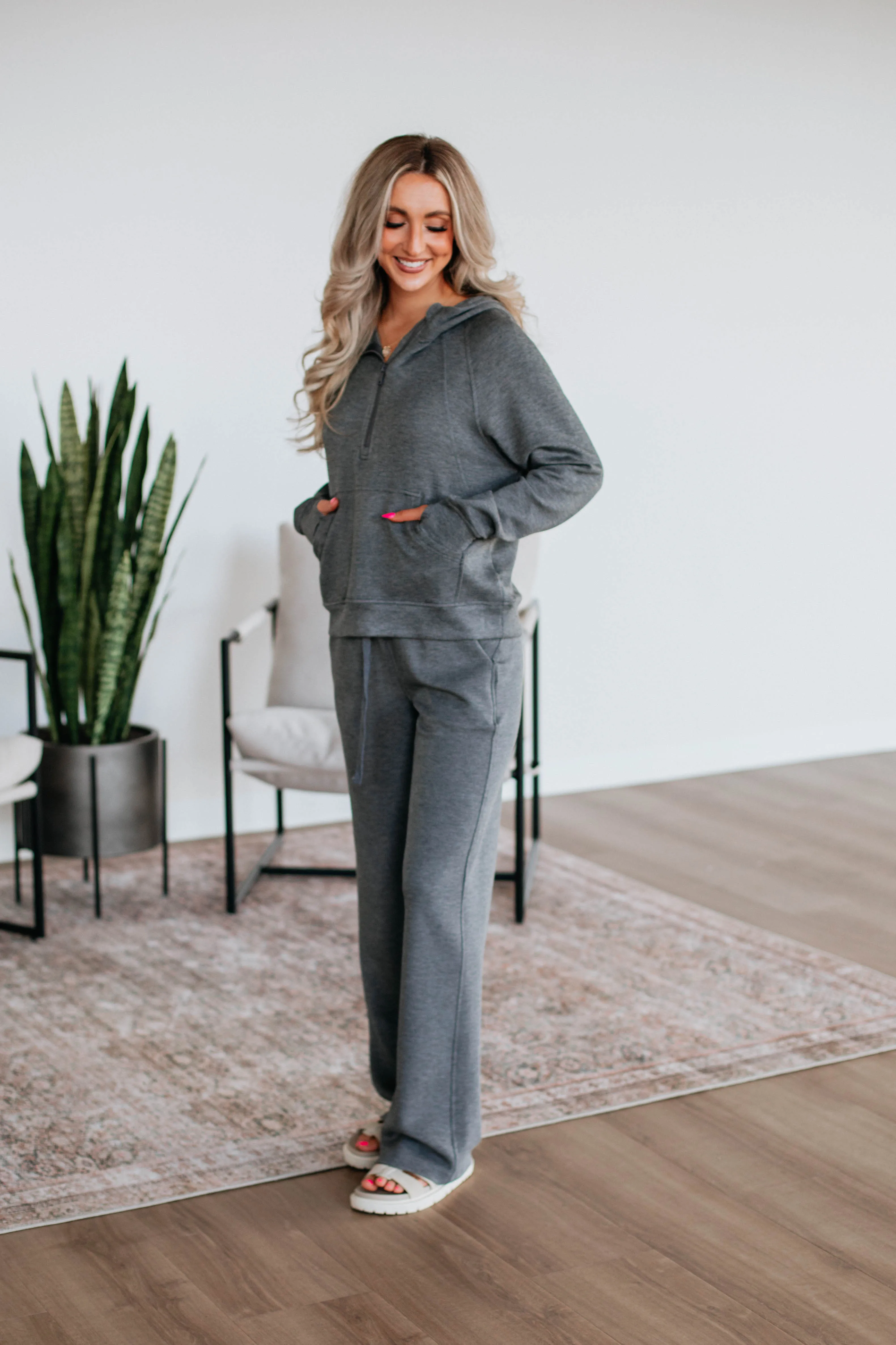 Aubrie Half-Zip Pullover - Charcoal sold by Wild Oak Boutique product image thumbnail 4