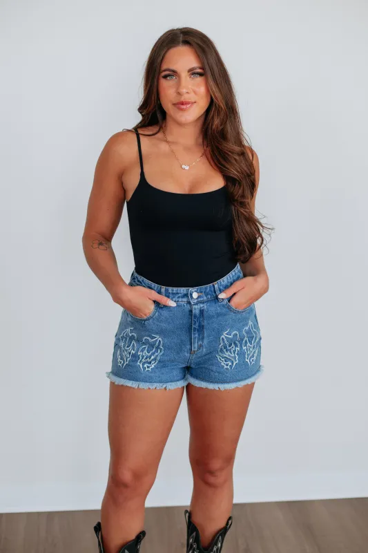 Rodeo Heat Denim Shorts made by Gilli