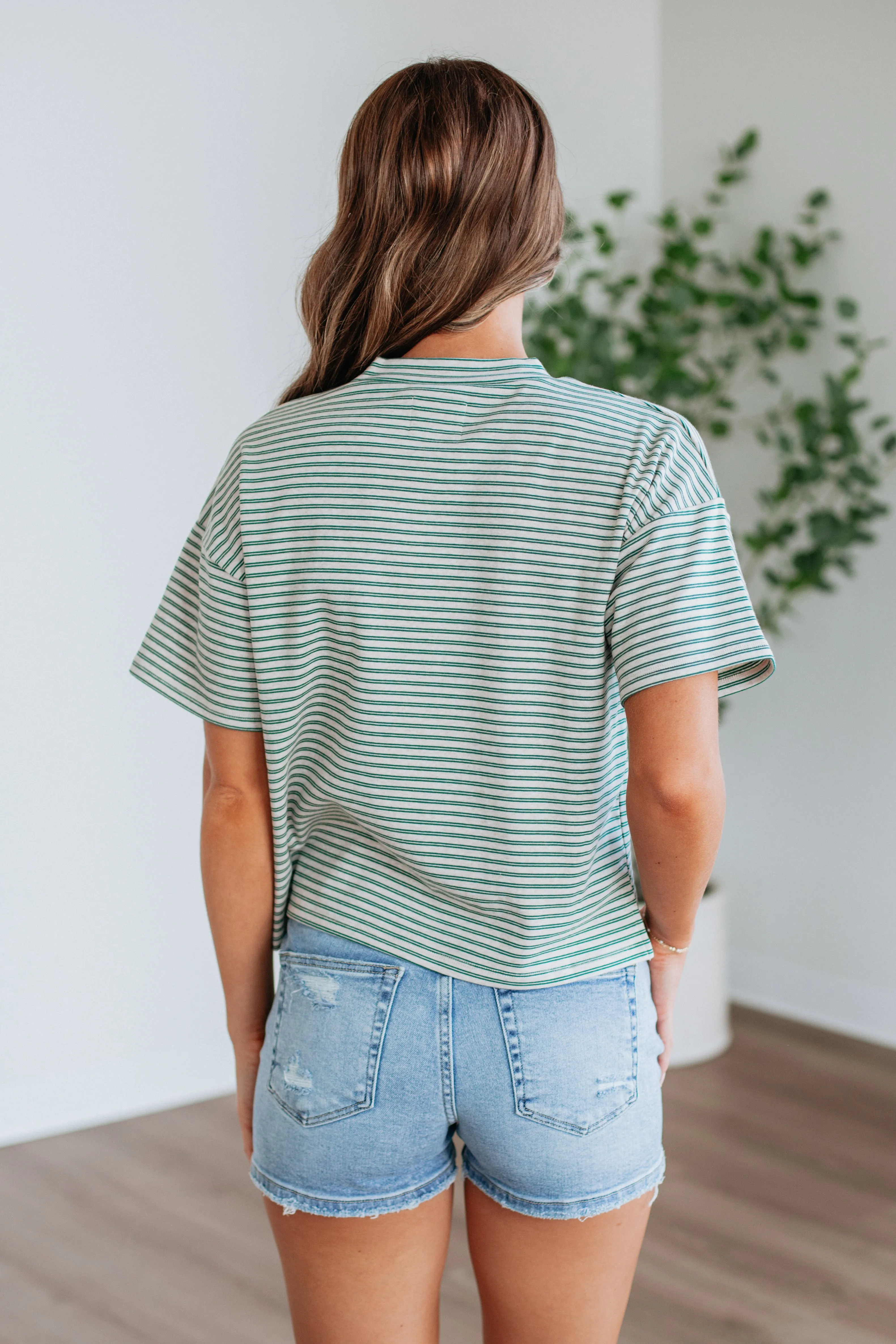 Allie Striped Top - Hunter Green Mix sold by Wild Oak Boutique product image thumbnail 4