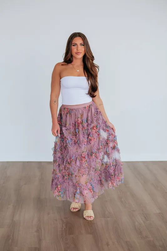 Shaya Floral Skirt - Mauve Mix sold by Wild Oak Boutique