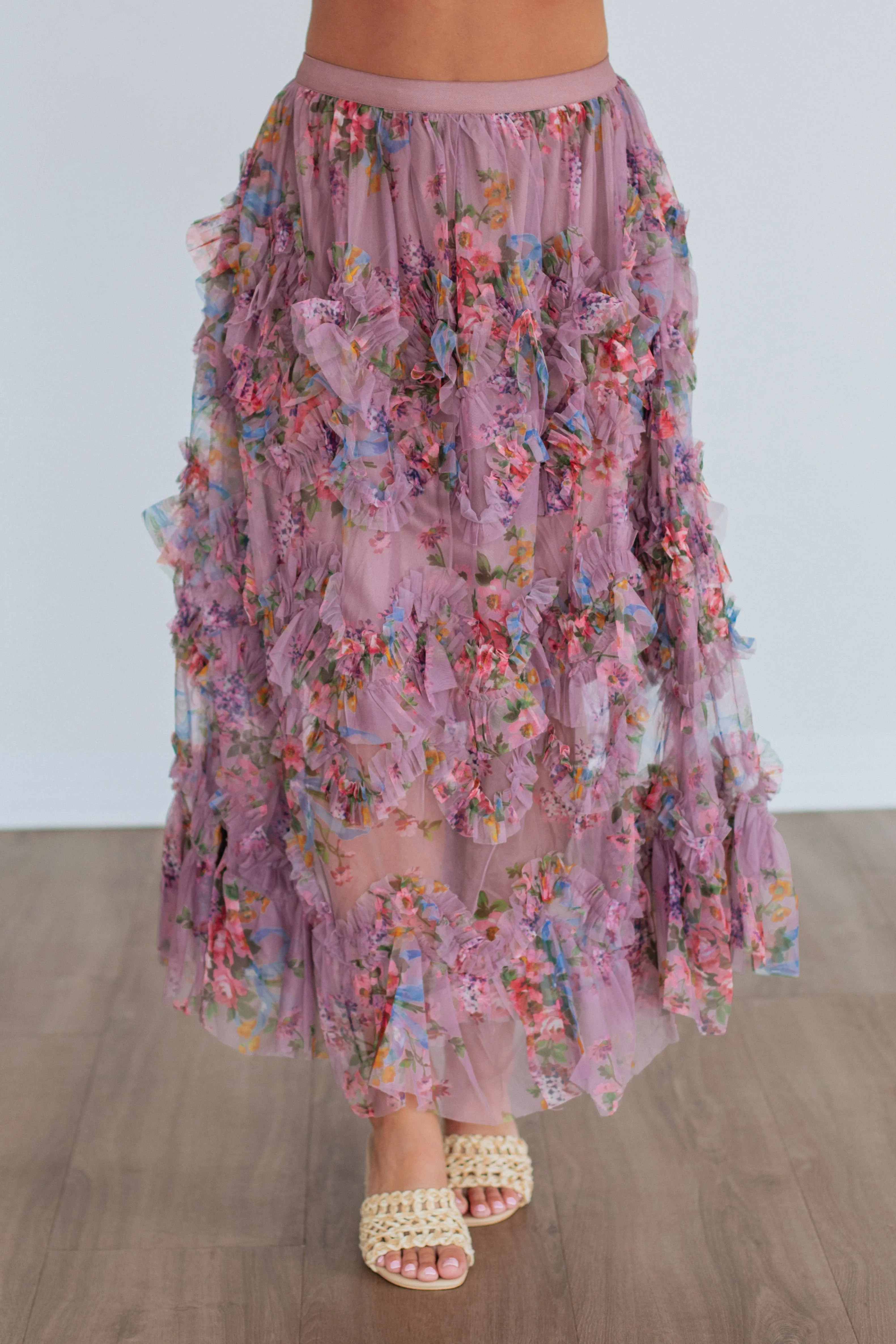 Shaya Floral Skirt - Mauve Mix sold by Wild Oak Boutique product image thumbnail 2