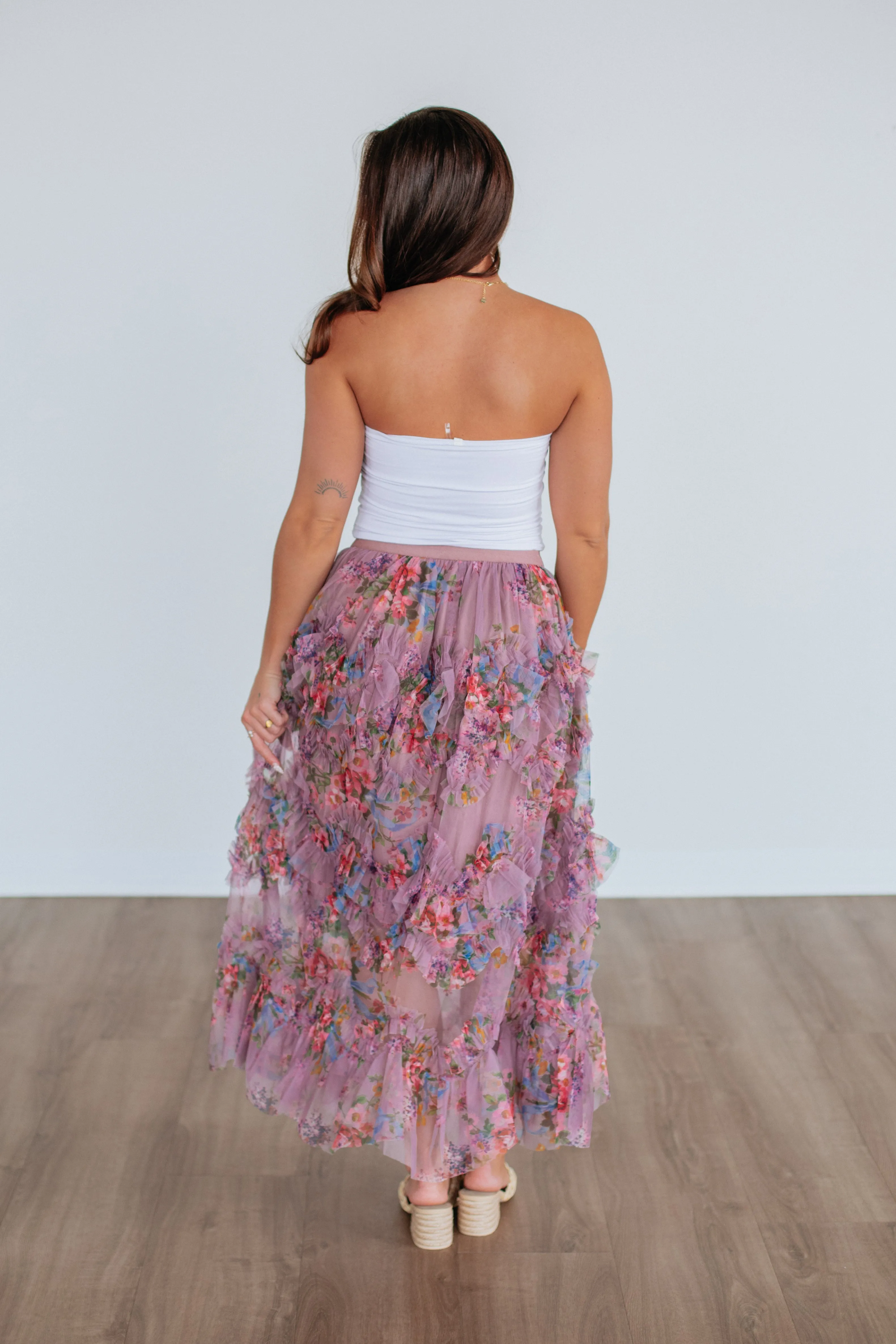 Shaya Floral Skirt - Mauve Mix sold by Wild Oak Boutique product image thumbnail 5
