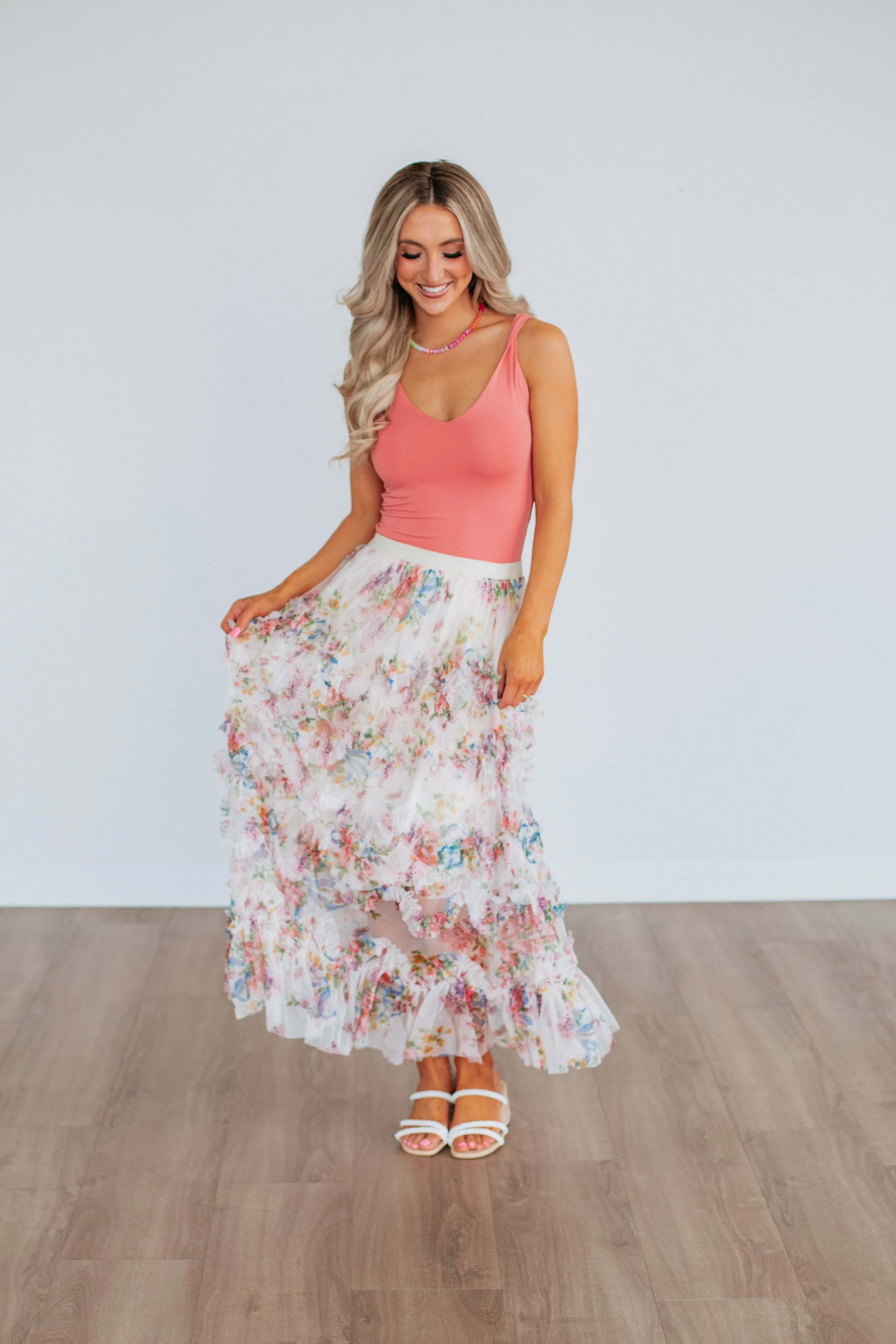 Shaya Floral Skirt - Ecru Mix sold by Wild Oak Boutique