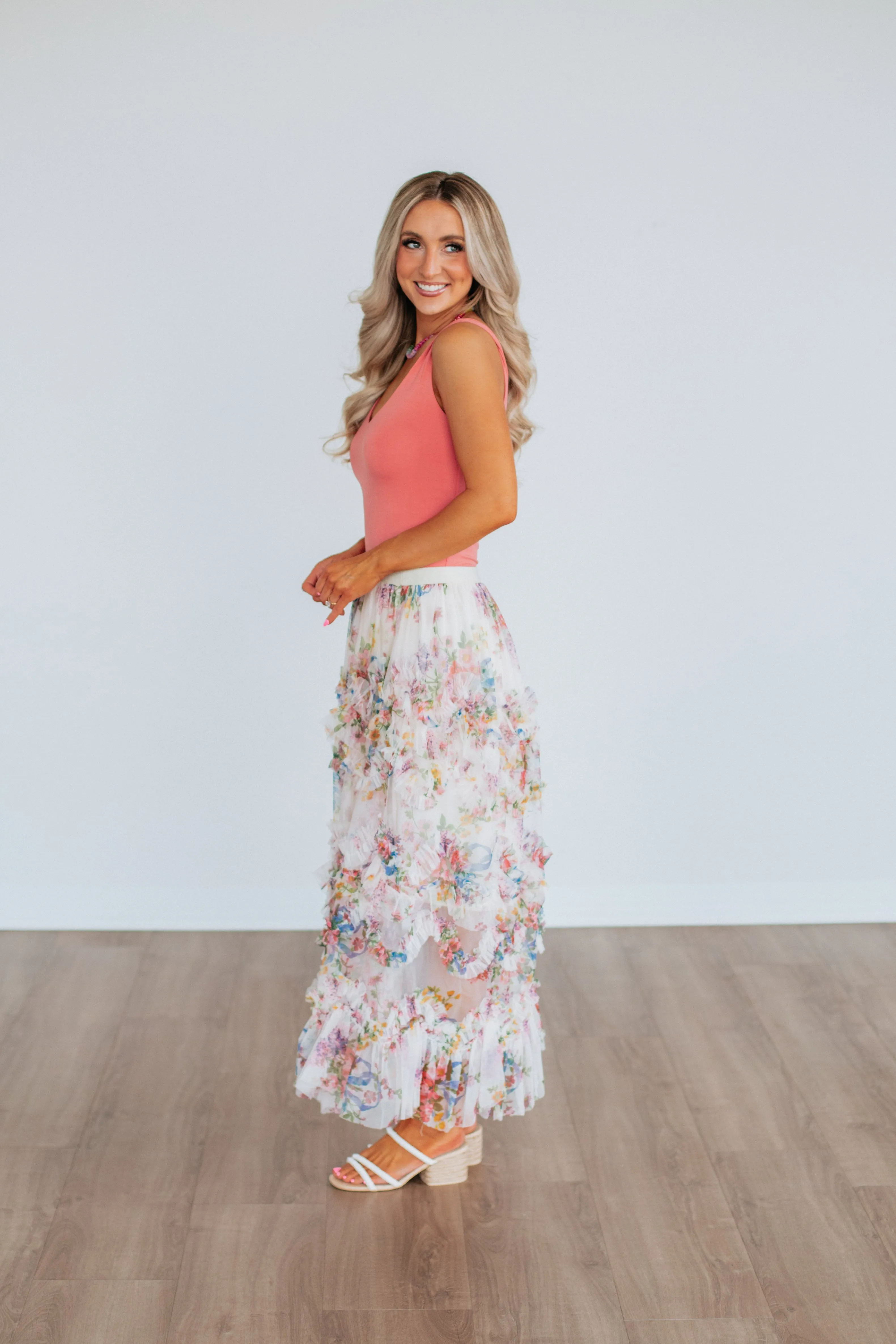 Shaya Floral Skirt - Ecru Mix sold by Wild Oak Boutique product image thumbnail 3