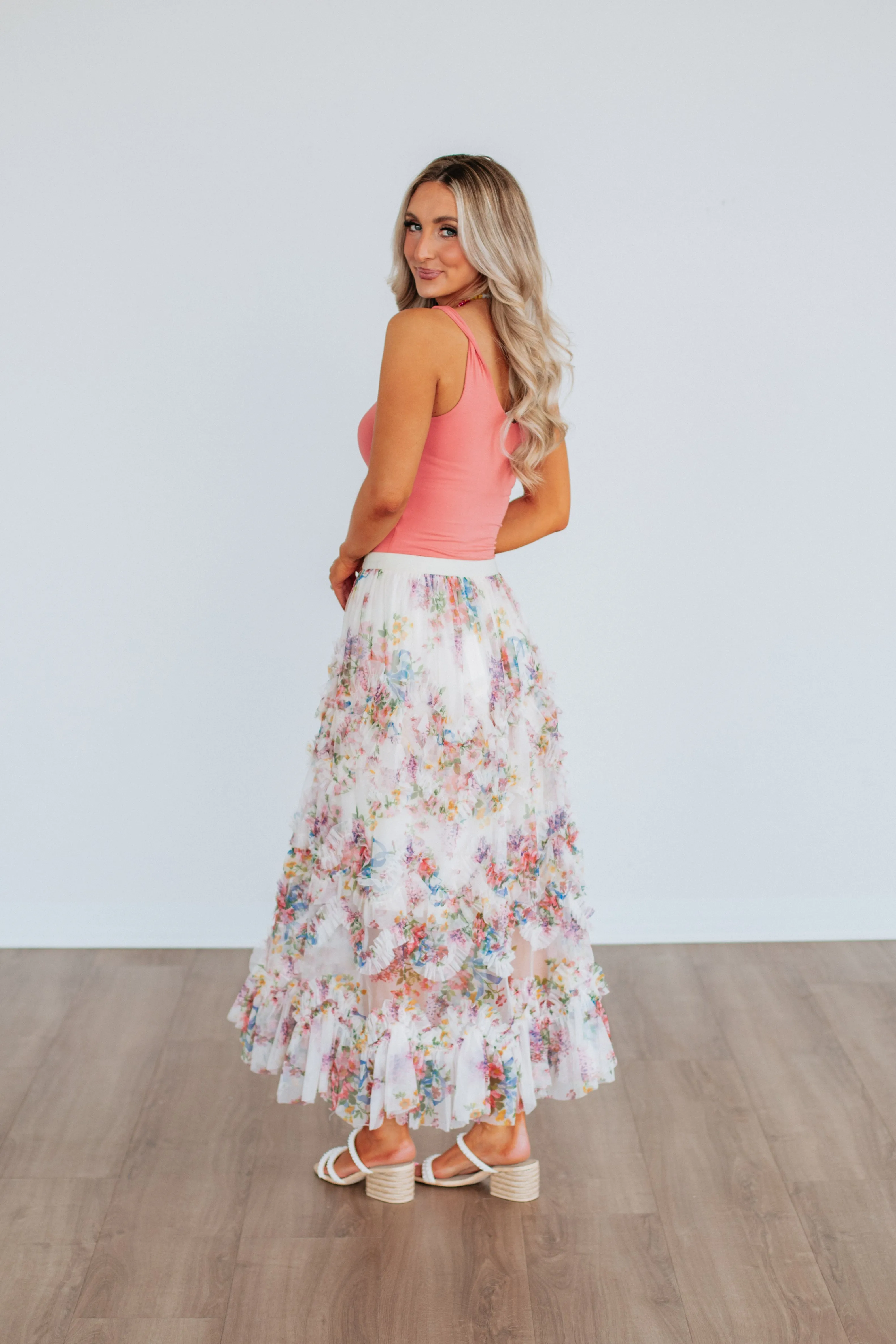 Shaya Floral Skirt - Ecru Mix sold by Wild Oak Boutique product image thumbnail 5