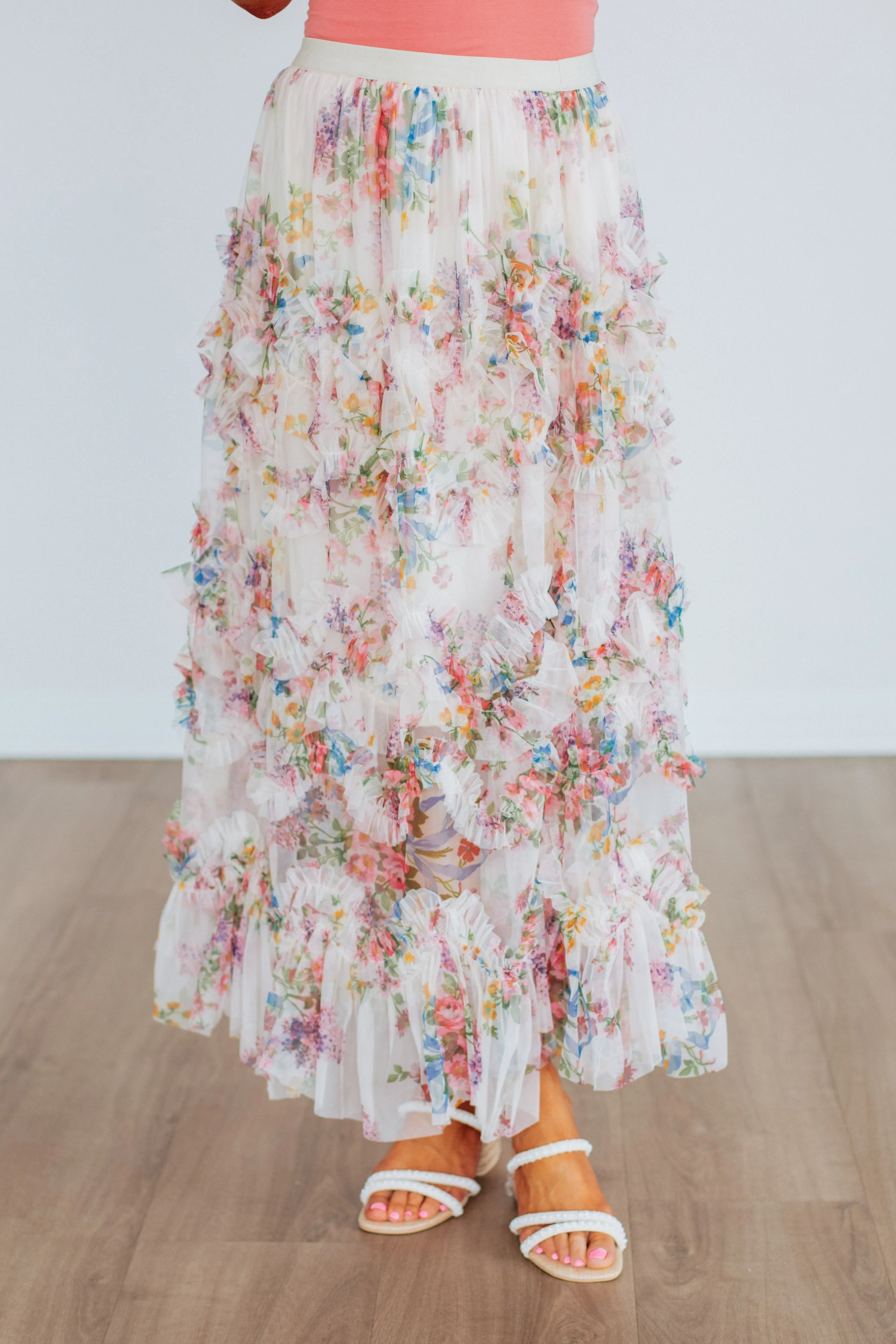 Shaya Floral Skirt - Ecru Mix sold by Wild Oak Boutique product image thumbnail 2