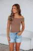 Chelsie Off The Shoulder Top - Dark Taupe sold by Wild Oak Boutique