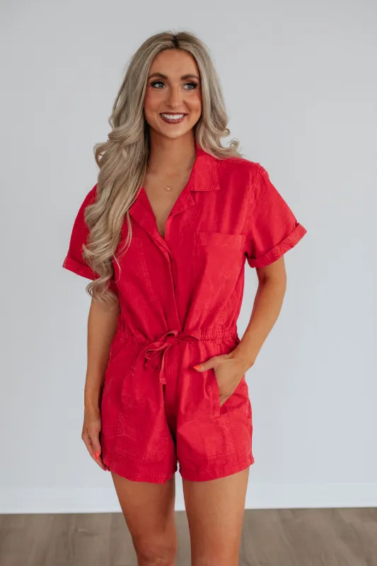 Lezley Denim Romper sold by Wild Oak Boutique