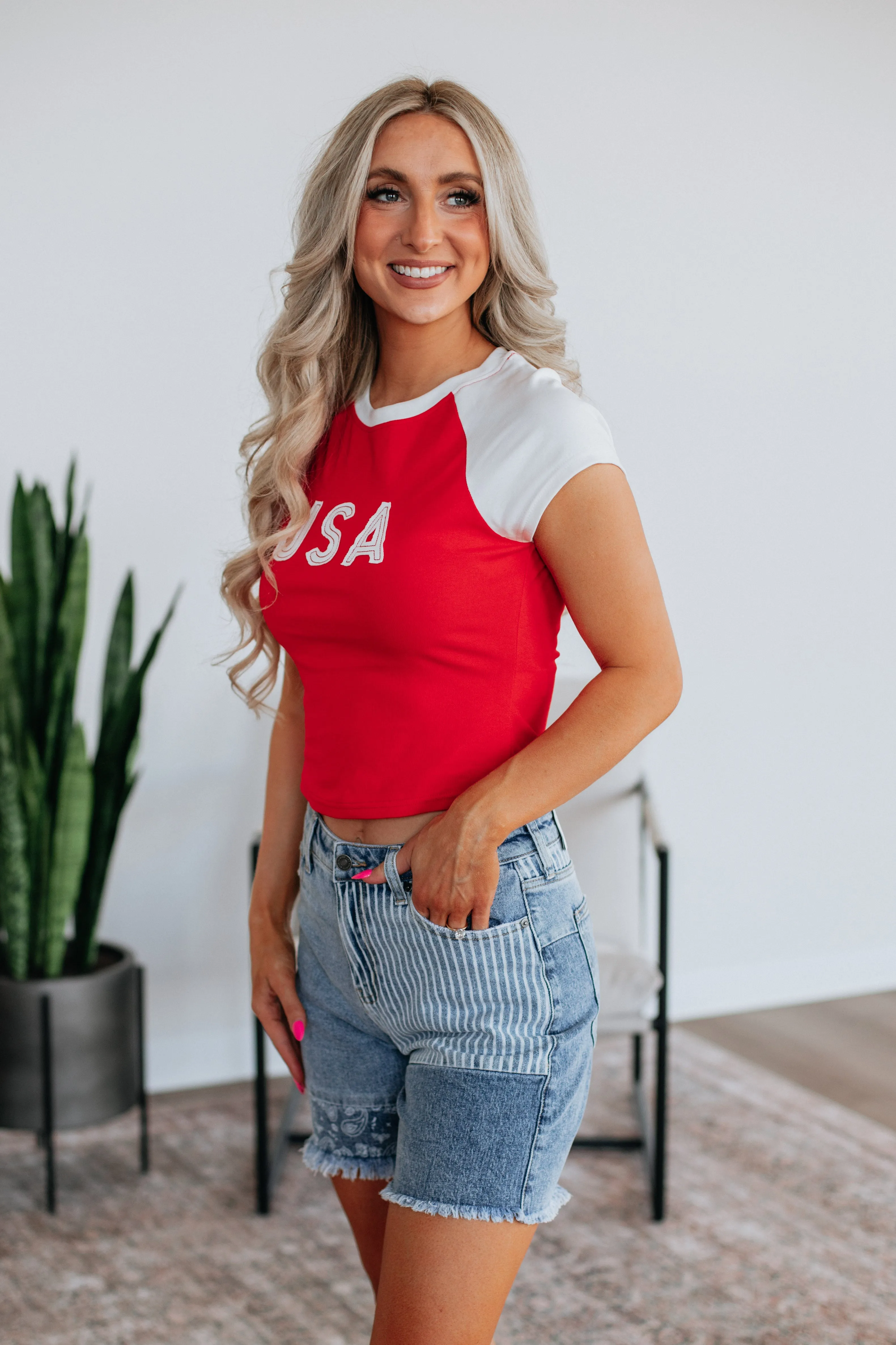 Team USA Tee - Cherry sold by Wild Oak Boutique product image thumbnail 4