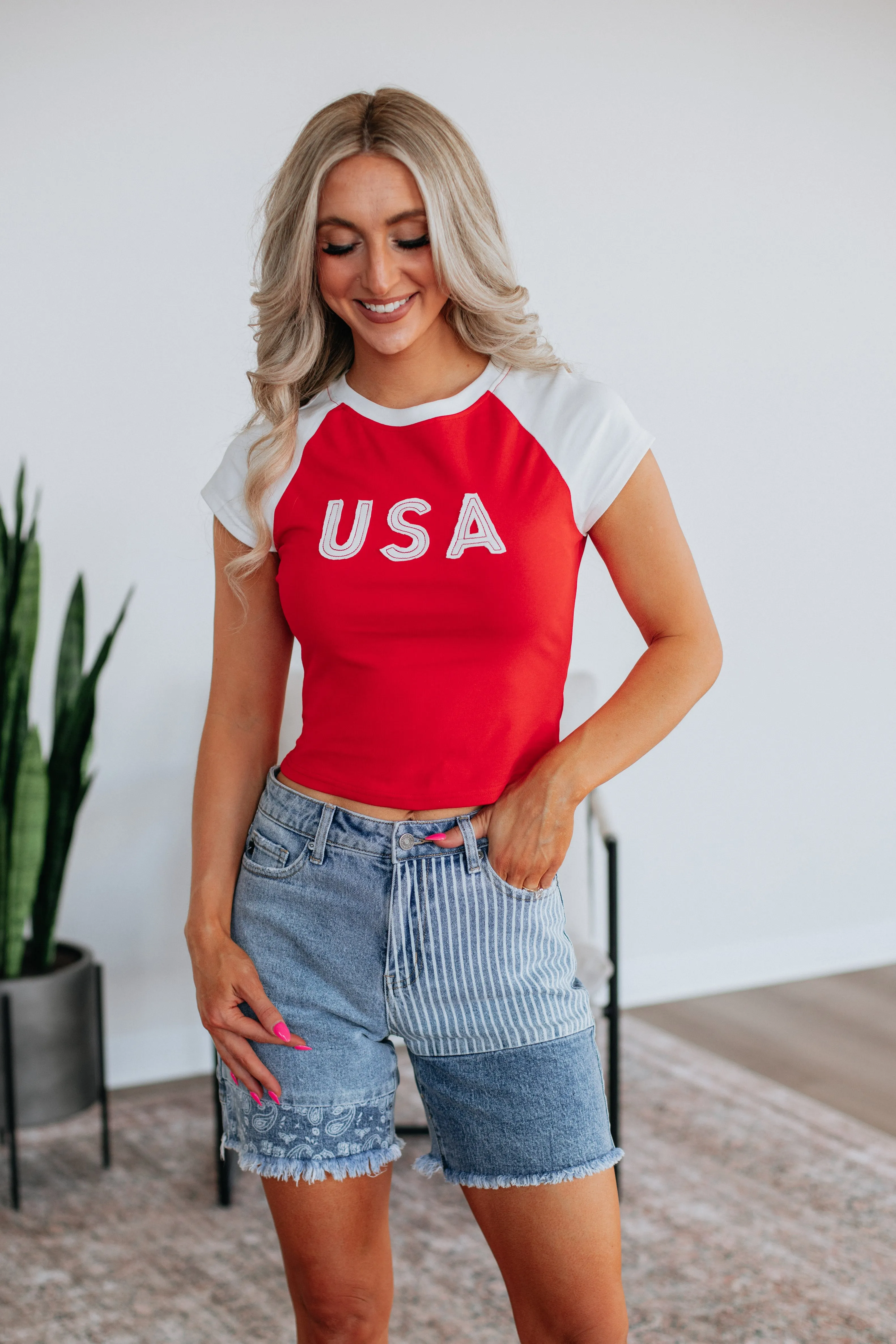 Team USA Tee - Cherry sold by Wild Oak Boutique product image thumbnail 5
