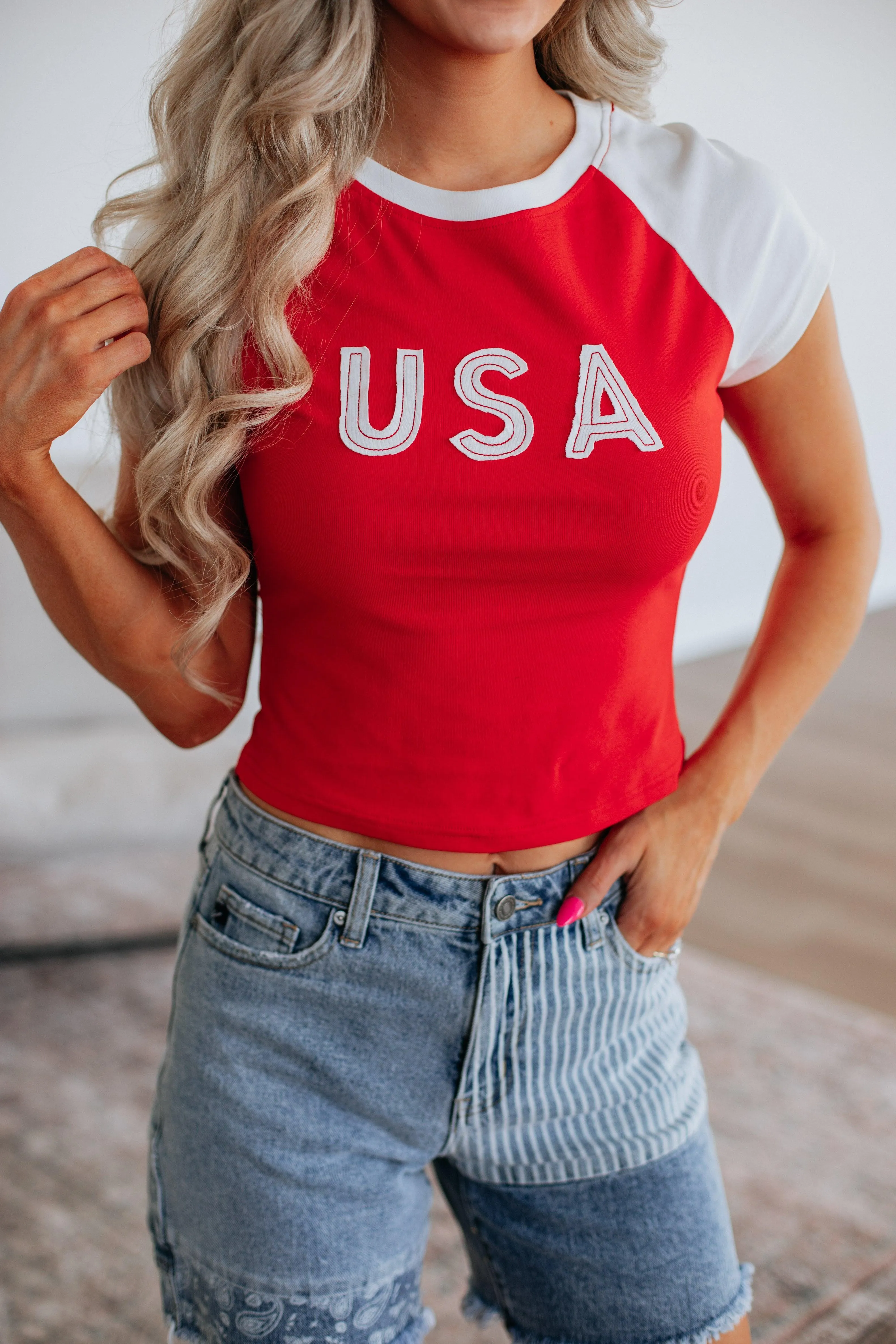 Team USA Tee - Cherry sold by Wild Oak Boutique