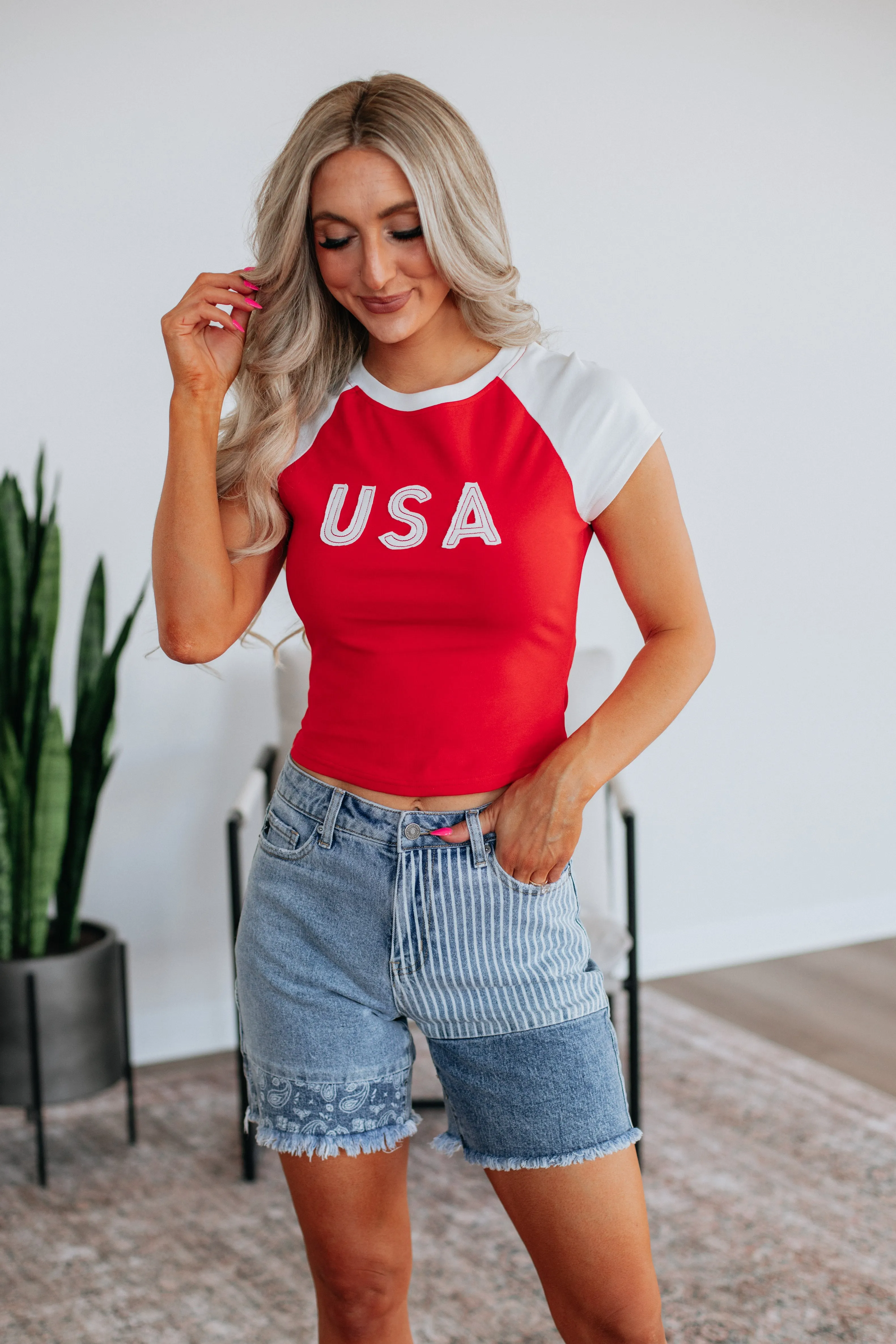 Team USA Tee - Cherry sold by Wild Oak Boutique product image thumbnail 2