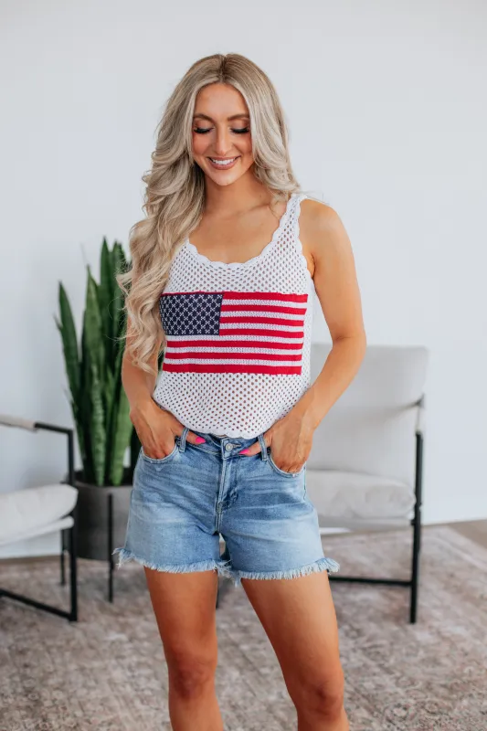 Patriotic Babe Tank - Ivory sold by Wild Oak Boutique