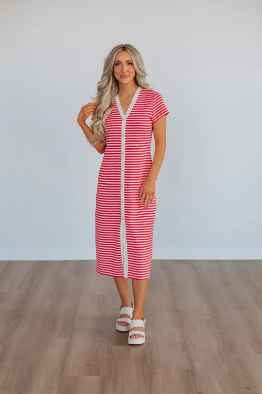 Paylor Striped Dress - Cherry sold by Wild Oak Boutique