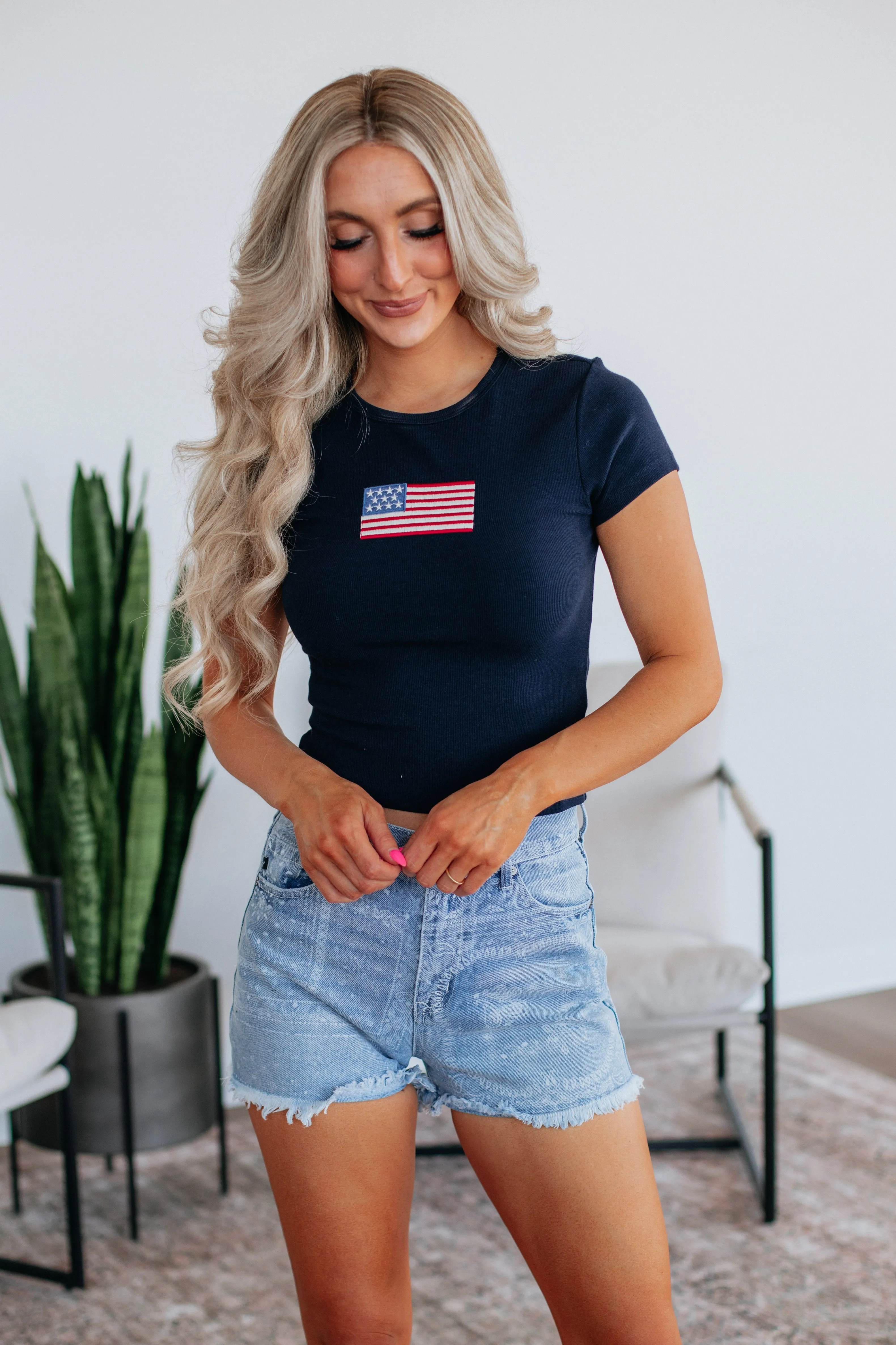 Little Miss Independent Tee - Navy sold by Wild Oak Boutique