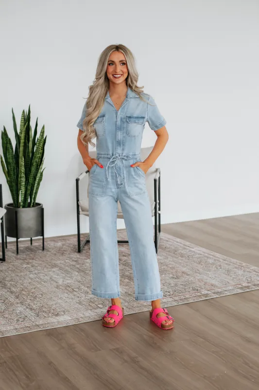 Caroline KanCan Denim Jumpsuit sold by Wild Oak Boutique