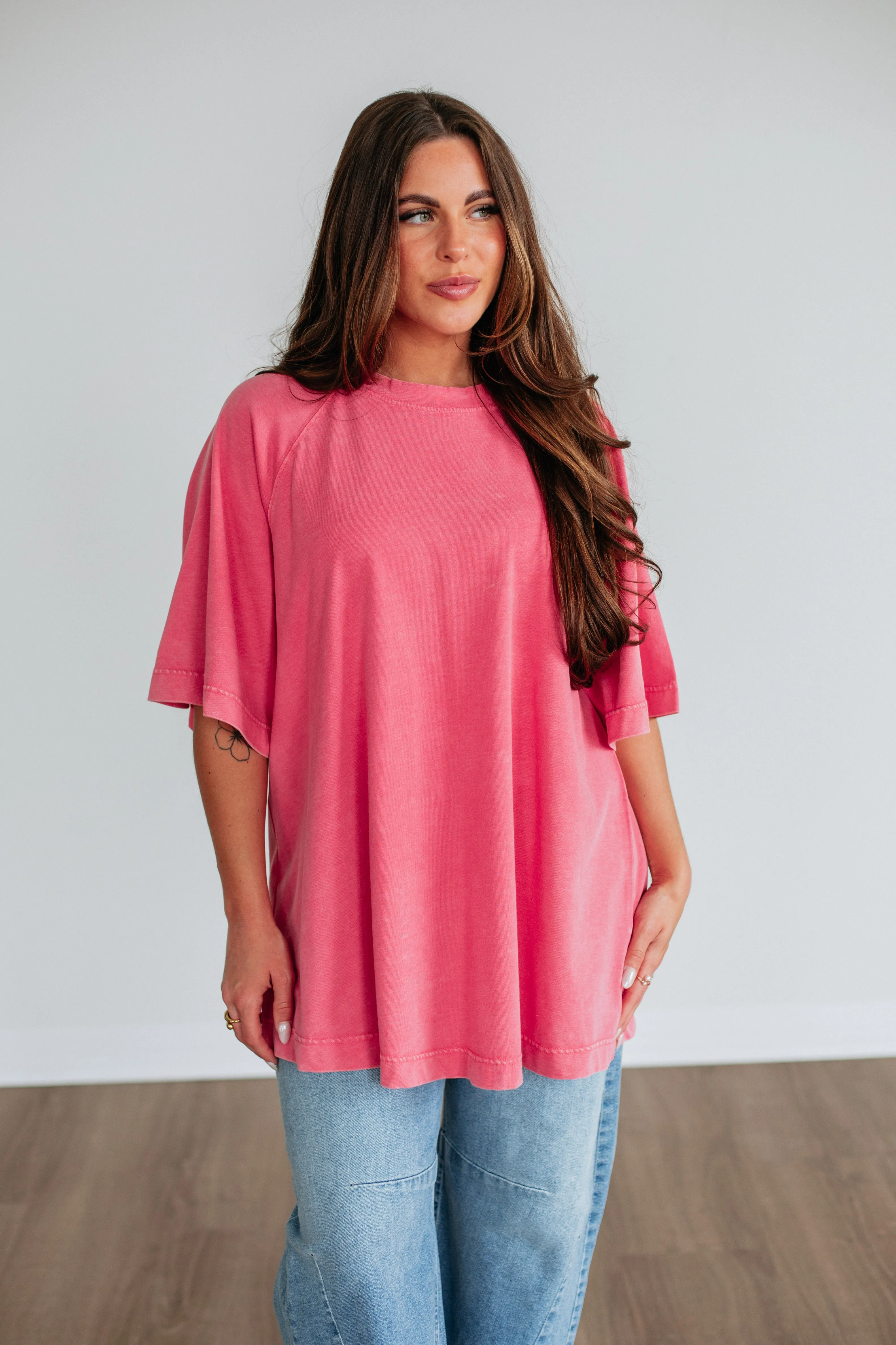 Skylen Oversized Tee - Strawberry sold by Wild Oak Boutique product image thumbnail 4