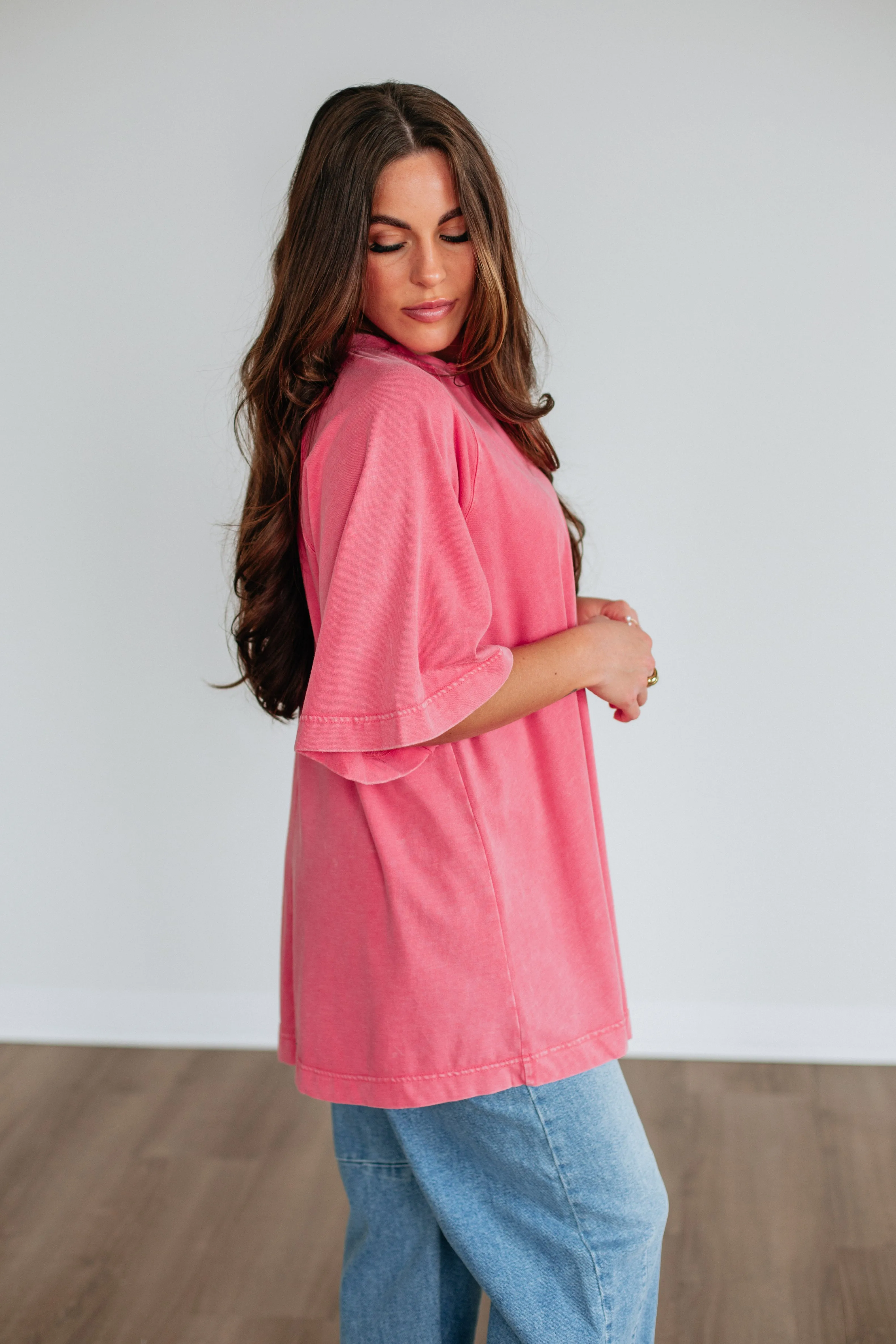 Skylen Oversized Tee - Strawberry sold by Wild Oak Boutique product image thumbnail 3