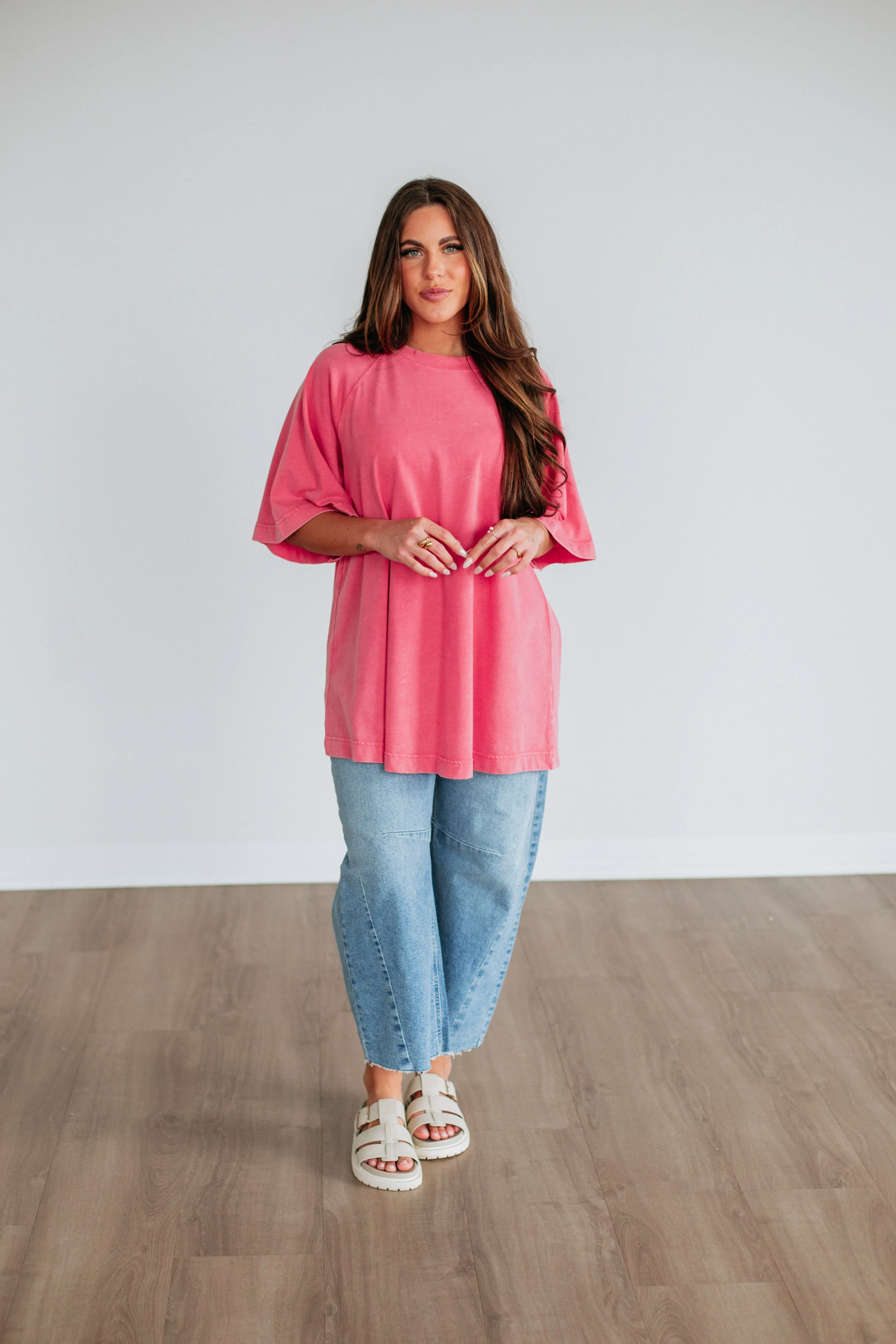 Skylen Oversized Tee - Strawberry sold by Wild Oak Boutique product image thumbnail 2