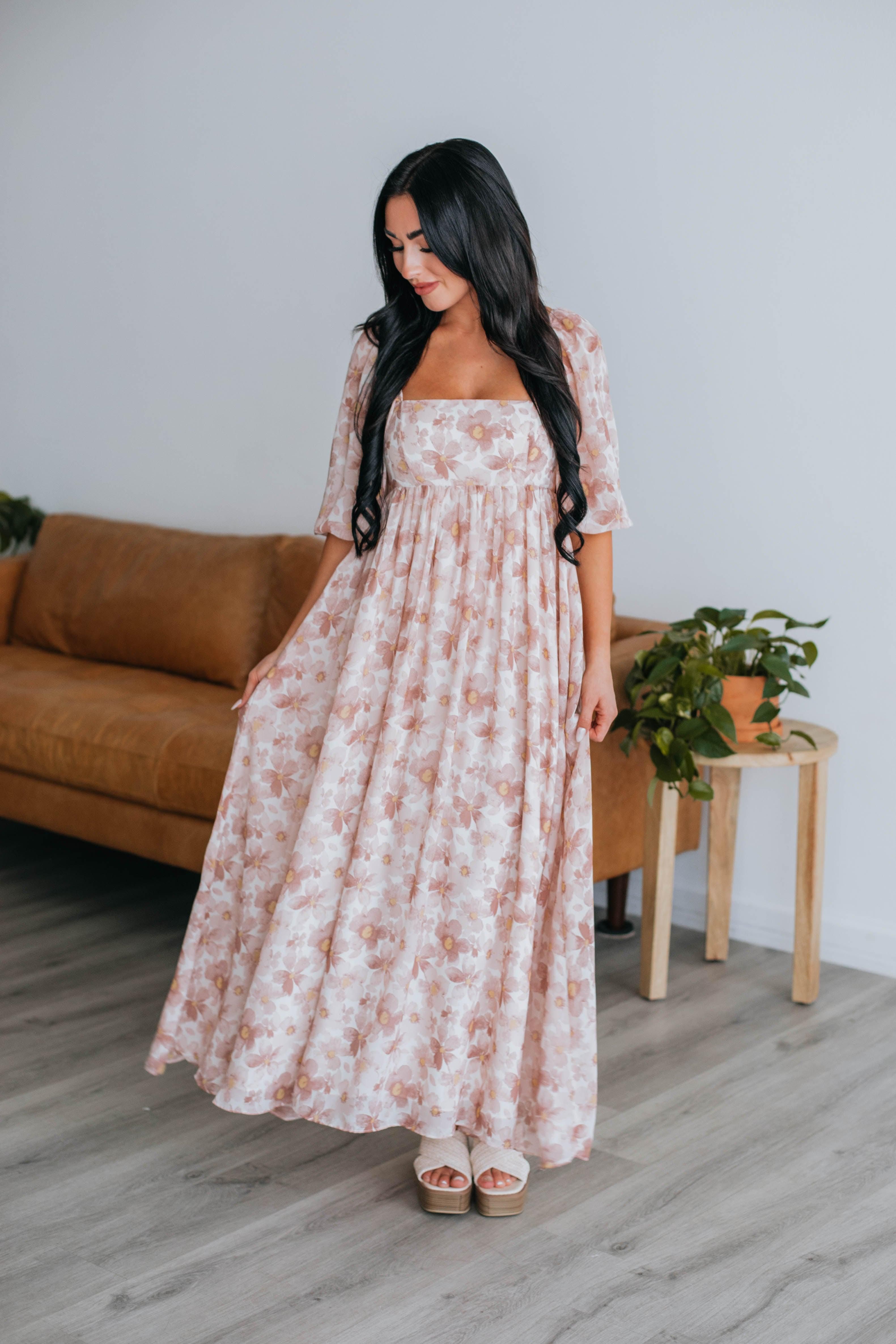 Breanna Floral Babydoll Dress - Mauve Mix sold by Wild Oak Boutique product image thumbnail 5