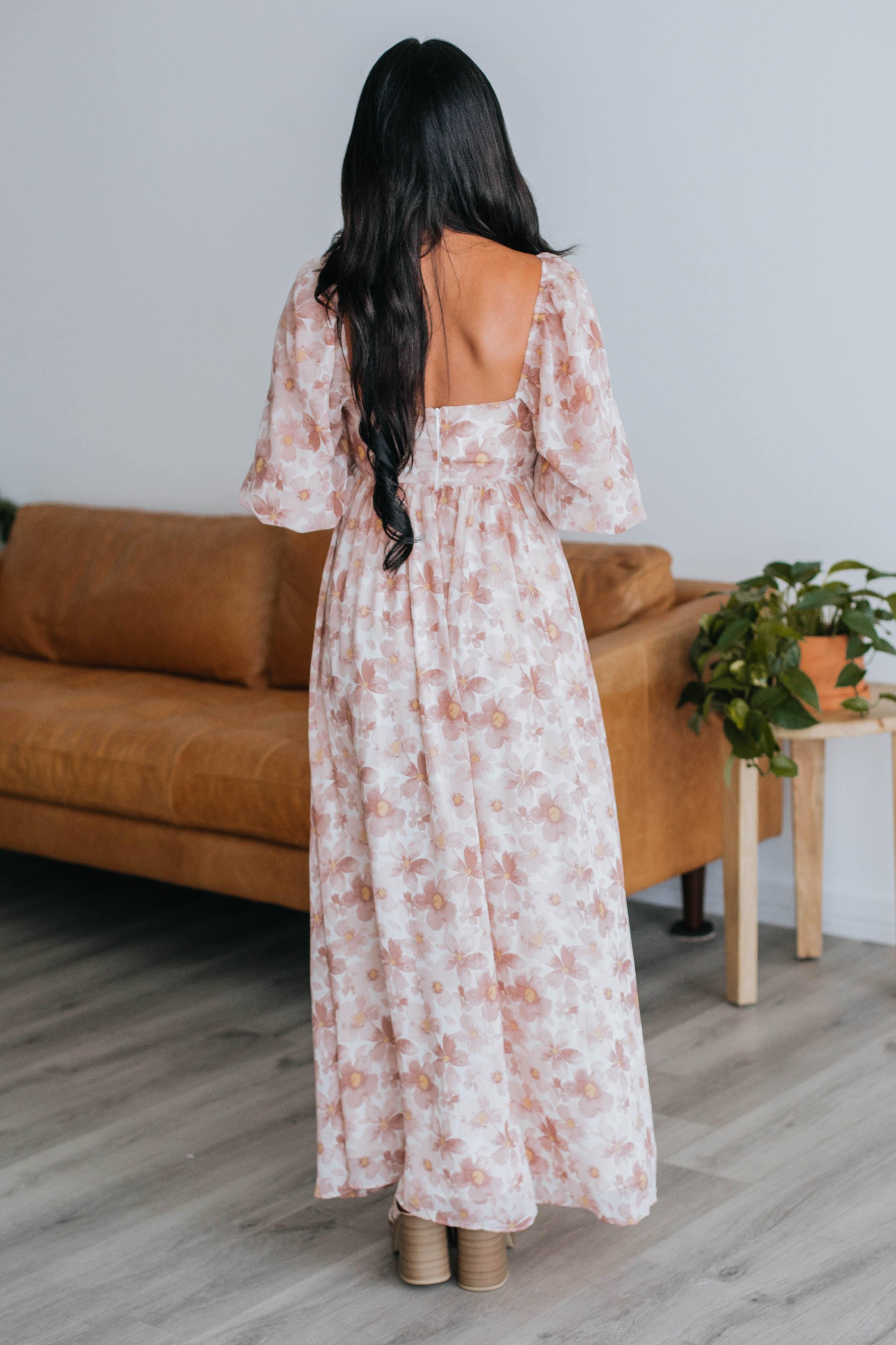 Breanna Floral Babydoll Dress - Mauve Mix sold by Wild Oak Boutique product image thumbnail 4