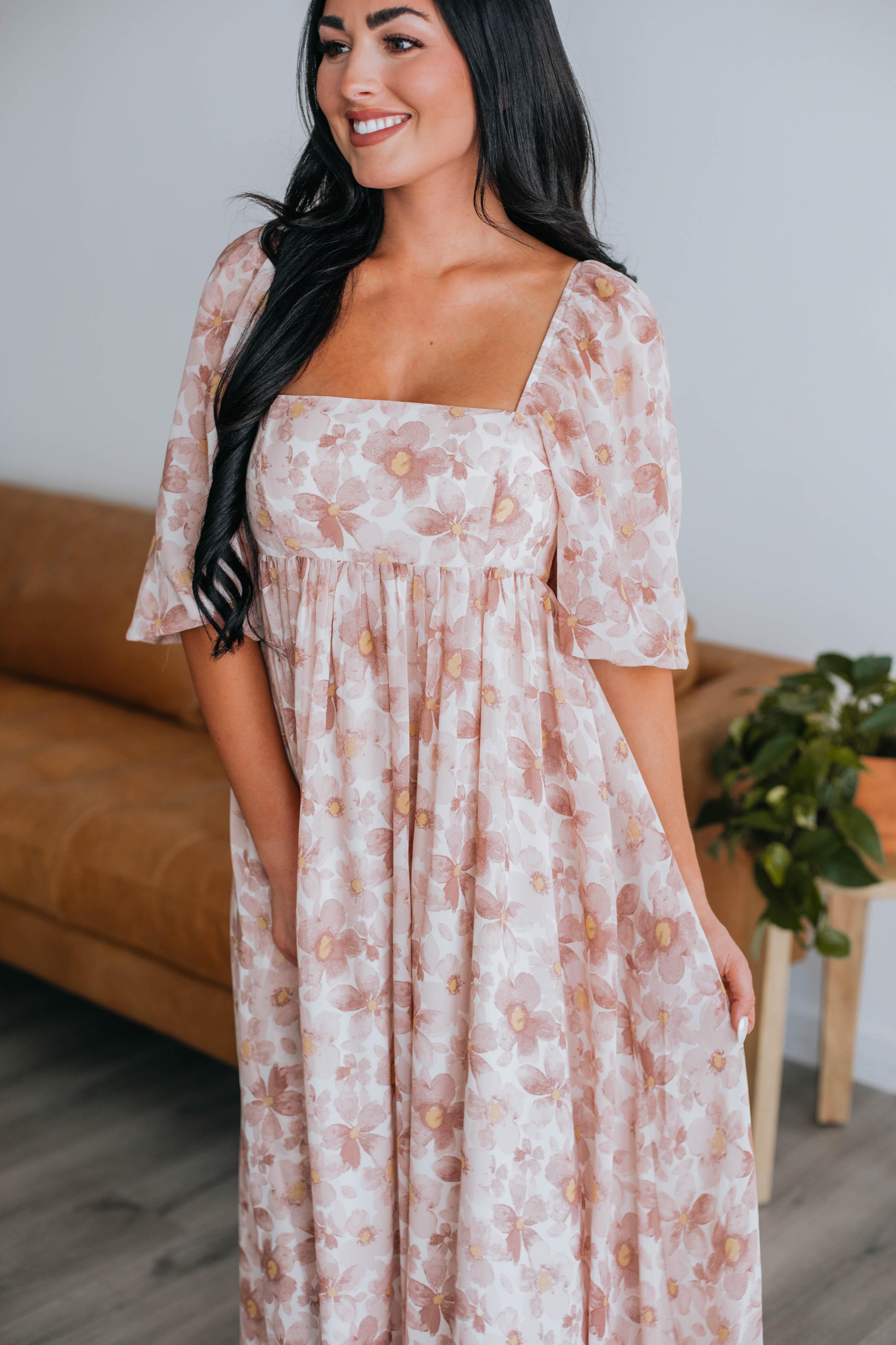 Breanna Floral Babydoll Dress - Mauve Mix sold by Wild Oak Boutique product image thumbnail 2