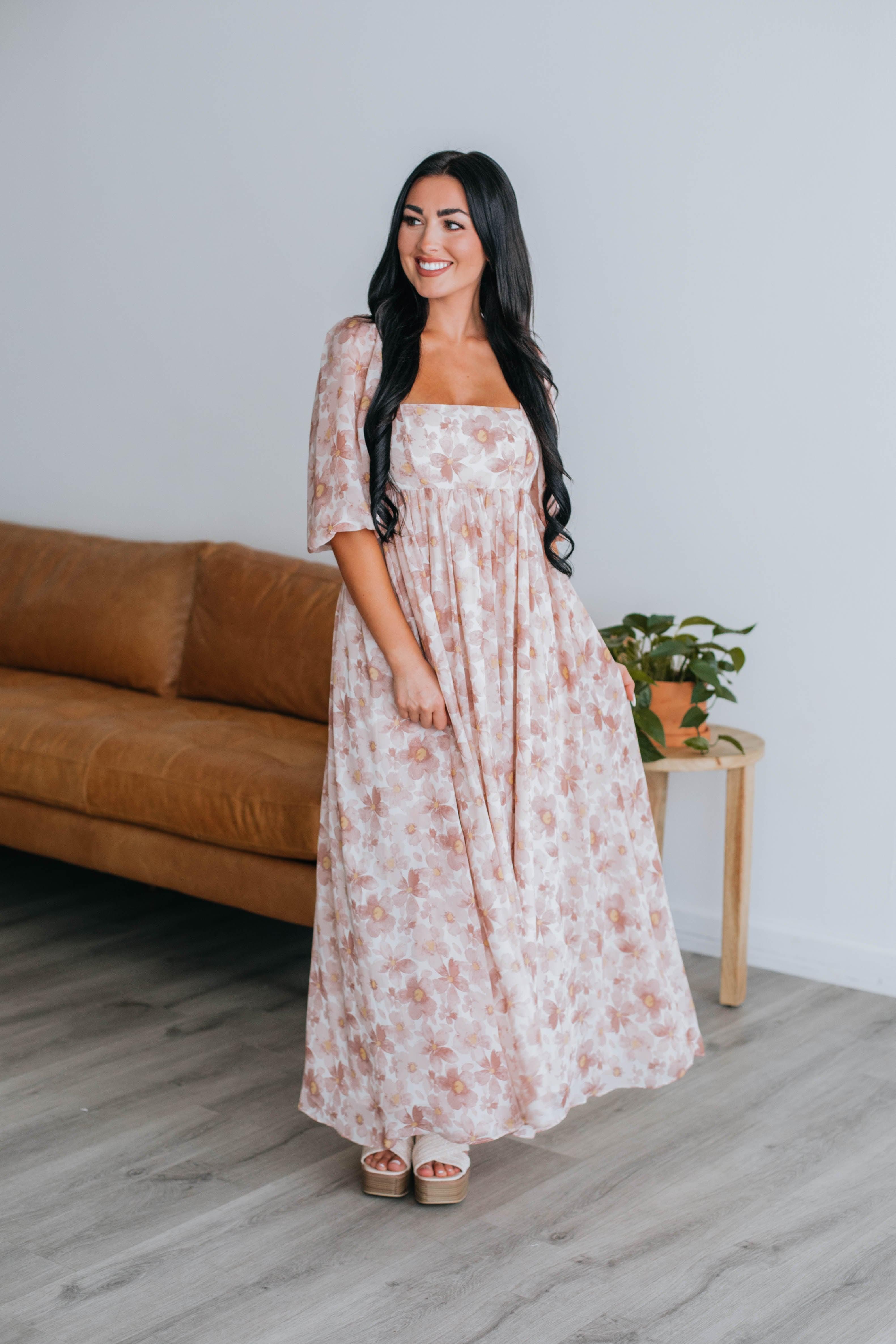 Breanna Floral Babydoll Dress - Mauve Mix sold by Wild Oak Boutique